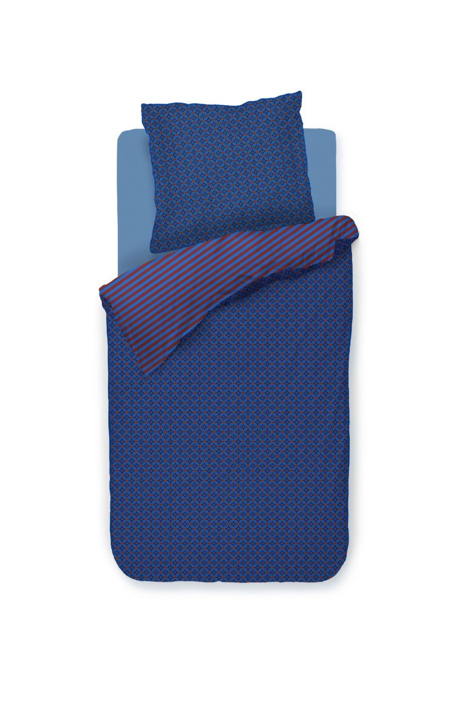 PiP Studio Bettwäsche Bettwäsche DE PIP Alvida Dark Blue 135x200 Dunkelblau, Perkal, 1 teilig, 135 x 200 cm + 1x 80 x 80 cm