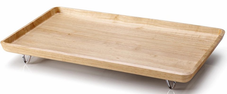 Continenta Tablett, Holz, (1-tlg), Handarbeit, mit ausklappbaren Füßen,  Tablett aus Hartholz in Handarbeit hergestellt, die Füße sind Made in  Germany