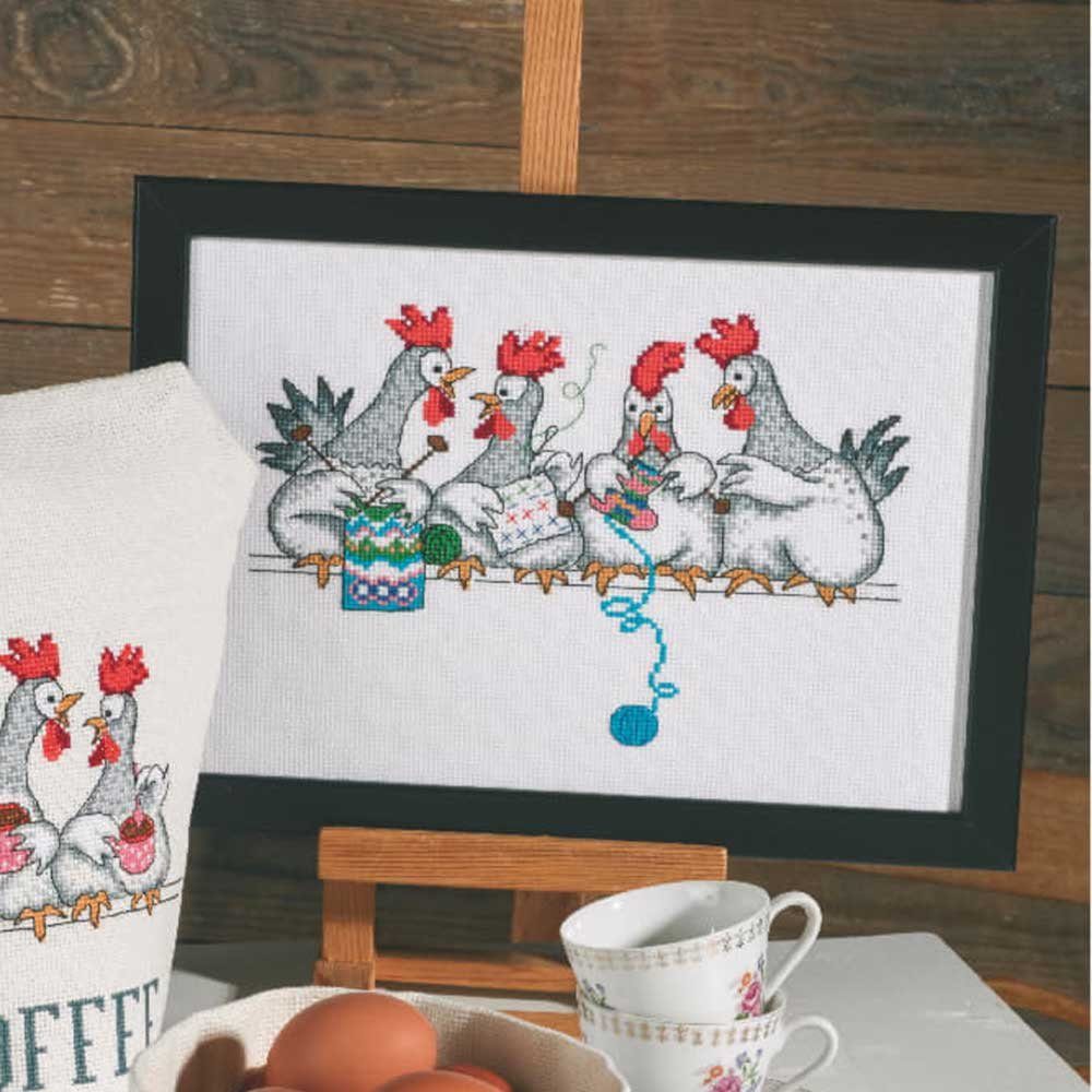 Permin Kreativset Permin Kreuzstich Stickpackung "Hühnergespräch", (embroidery kit by Marussia)