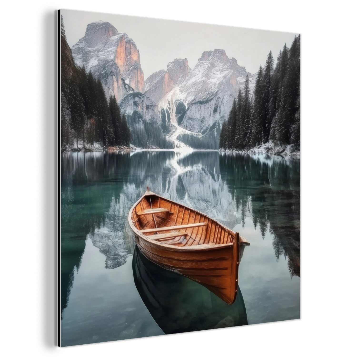 MuchoWow Metallbild Boot - Berge - günstig online kaufen