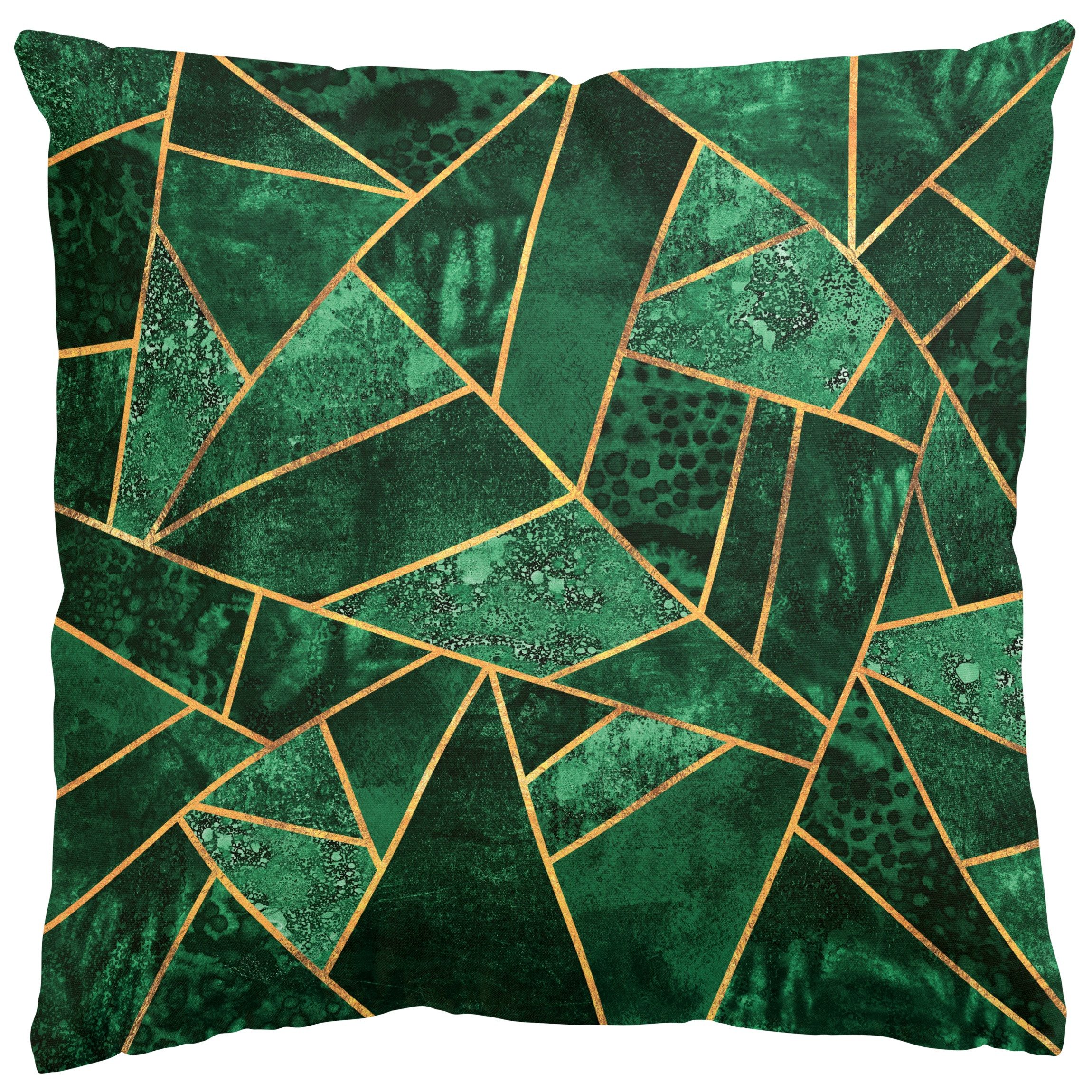 Bilderdepot24 Dekokissen draußen Kissenhülle/ Garten/ Outdoorkissen Kissenhülle grün Muster Abs, Bezug Aquarell mit / ohne Füllung Zierkissen Outdoor Sofa Bett