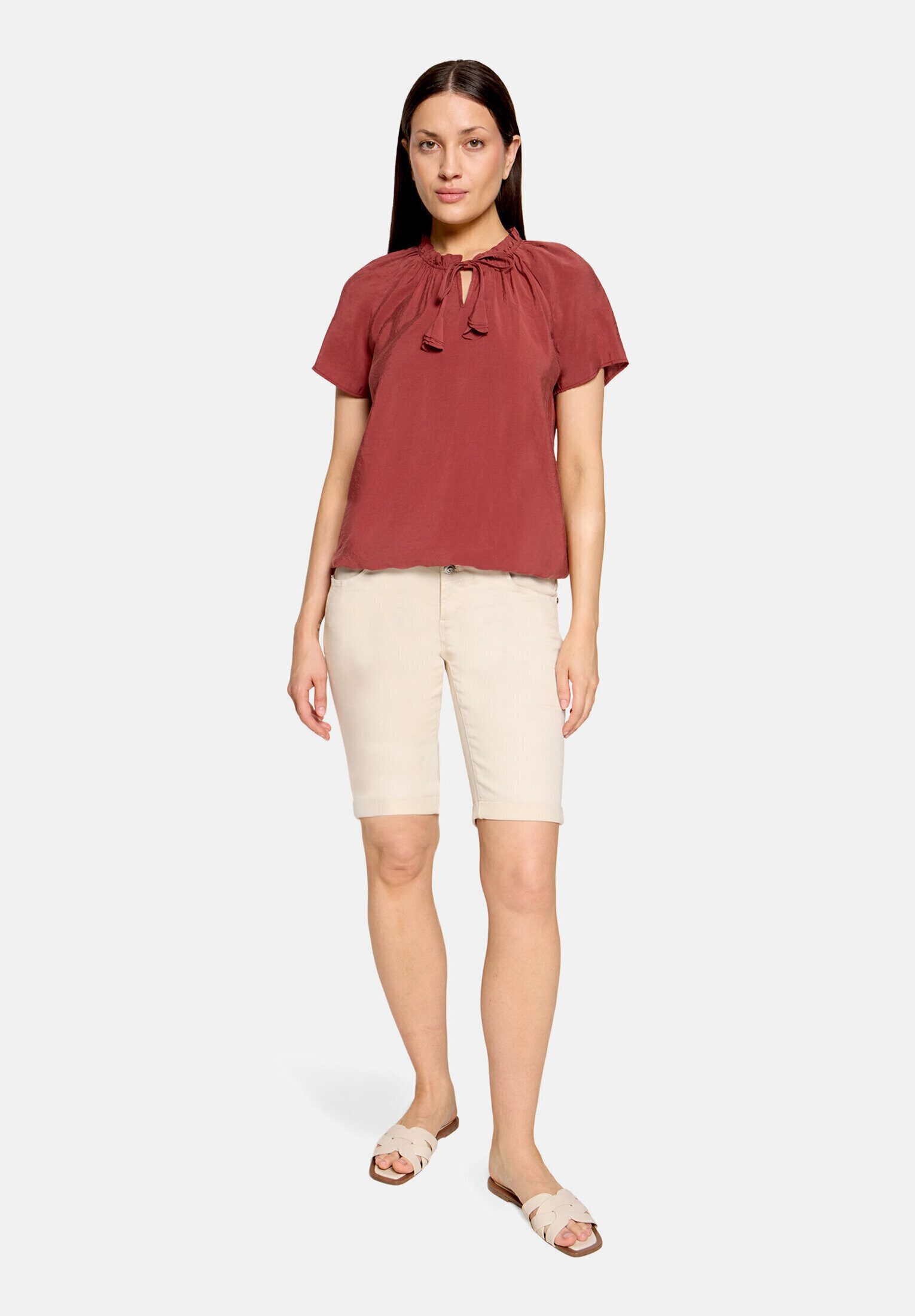 Cartoon Schlupfbluse Damen mit Raffung