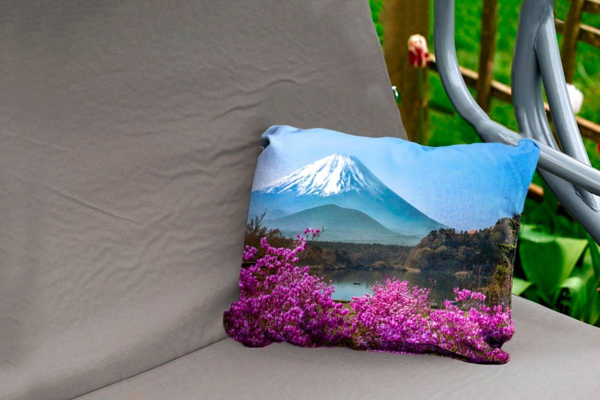 MuchoWow Dekokissen Farbenfrohes Foto Kissenhülle Dekokissenbezug, Fuji Berg Outdoor-Dekorationskissen, vom Polyester, in Asien