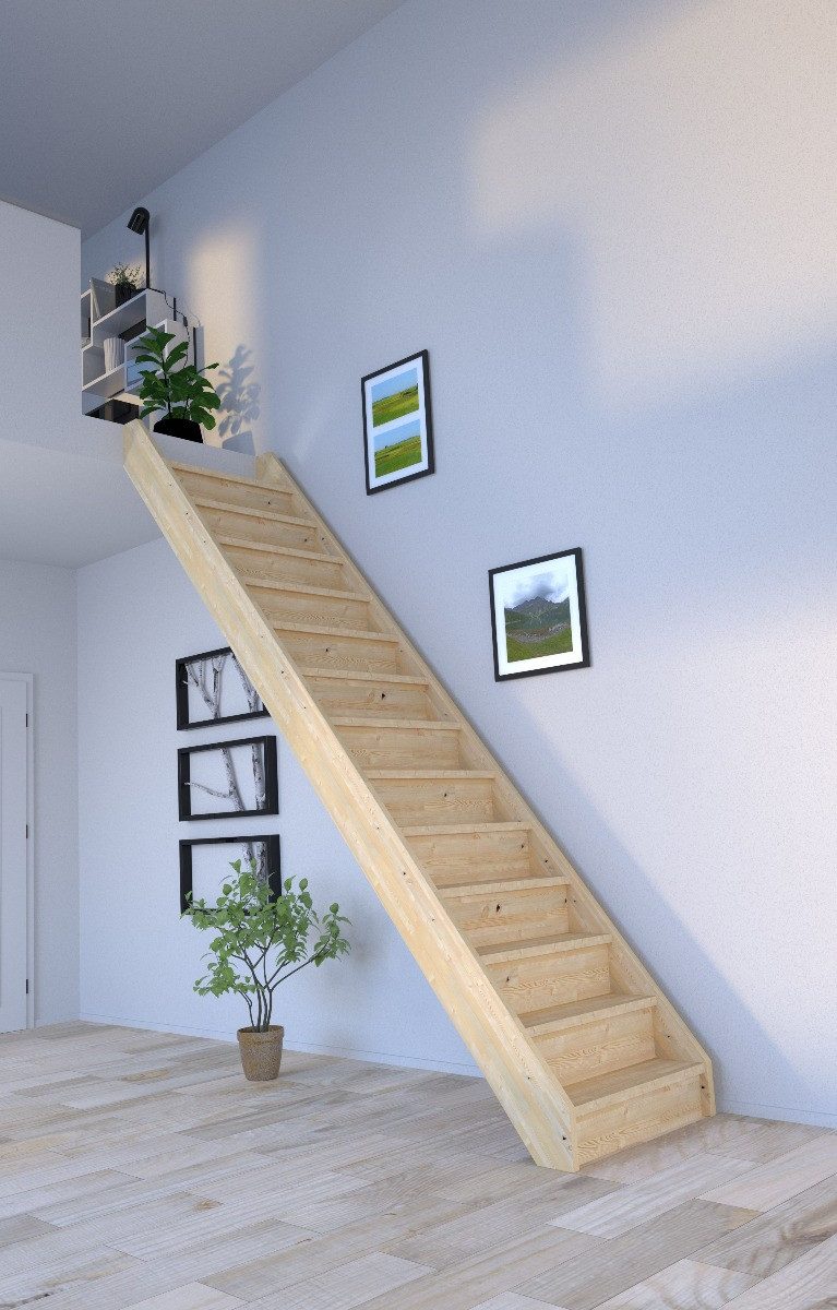 Starwood Raumspartreppe Holztreppe Korfu gerade-ohne Geländer-mit Setzstufen