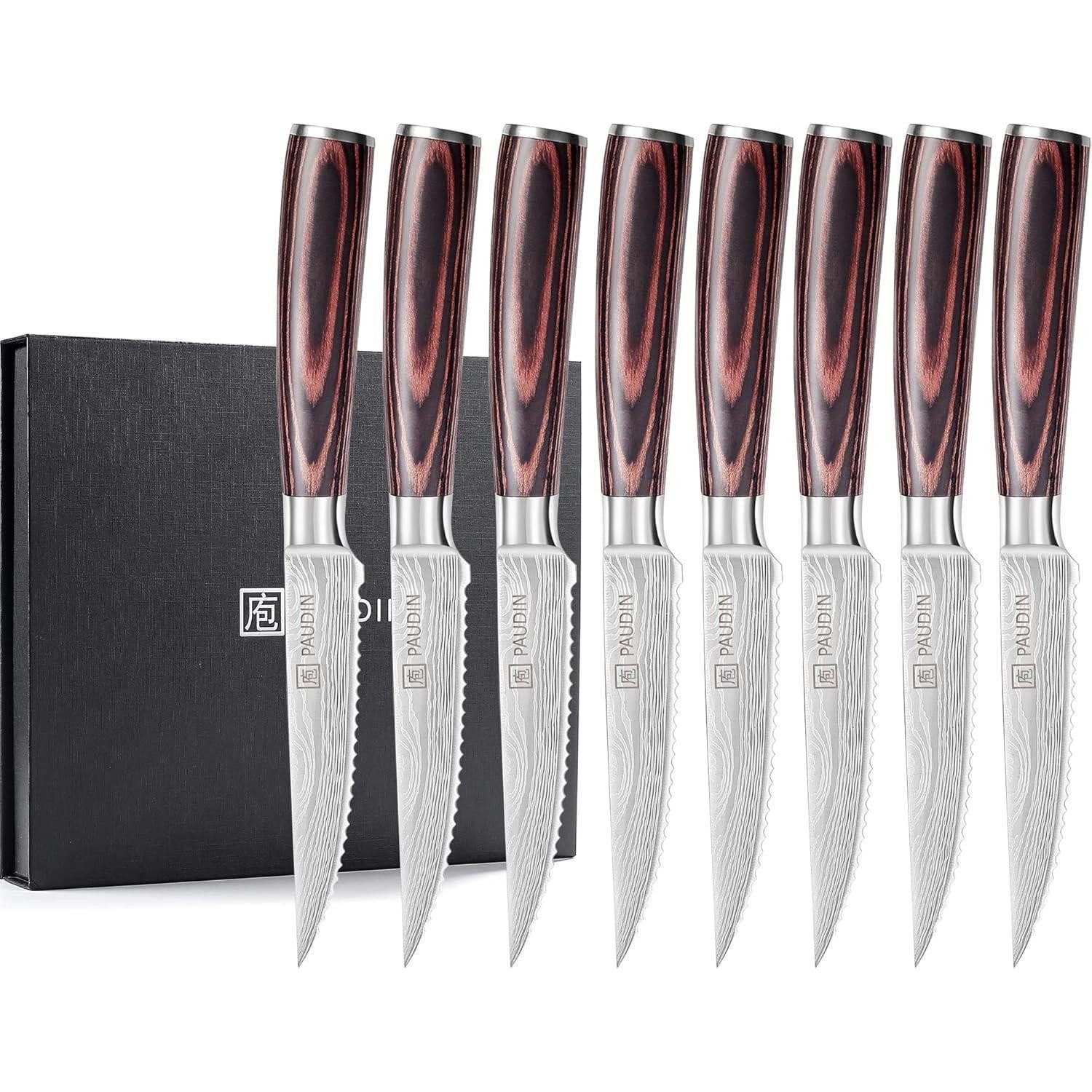 LuxusKollektion Steakmesser Steakmesser Set 8-teilig, Deutsche Edelstahl Klinge, Ergonomischer