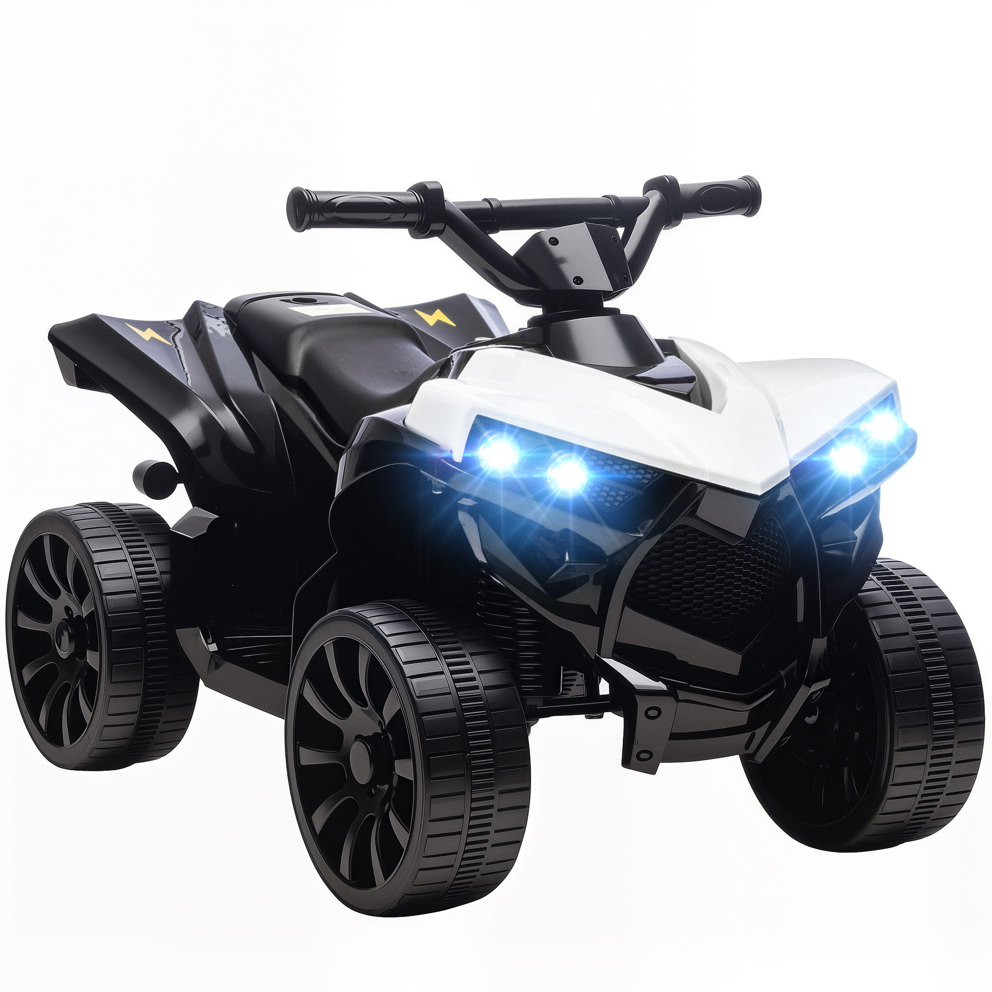 AIYAPLAY Elektro-Kinderquad Kinder Quad 6V mit Vorwärts-, Rückwärtsfunktion, Musik, Belastbarkeit 25 kg, (1-tlg), mit LED-Scheinwerfer, 4 Rädern, für 18-56 Monate Kinder, Weiß