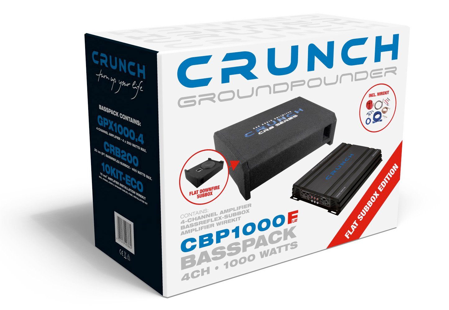 Crunch GROUNDPOUNDER Downfire Basspack Subwoofer + AMP Auto-Subwoofer