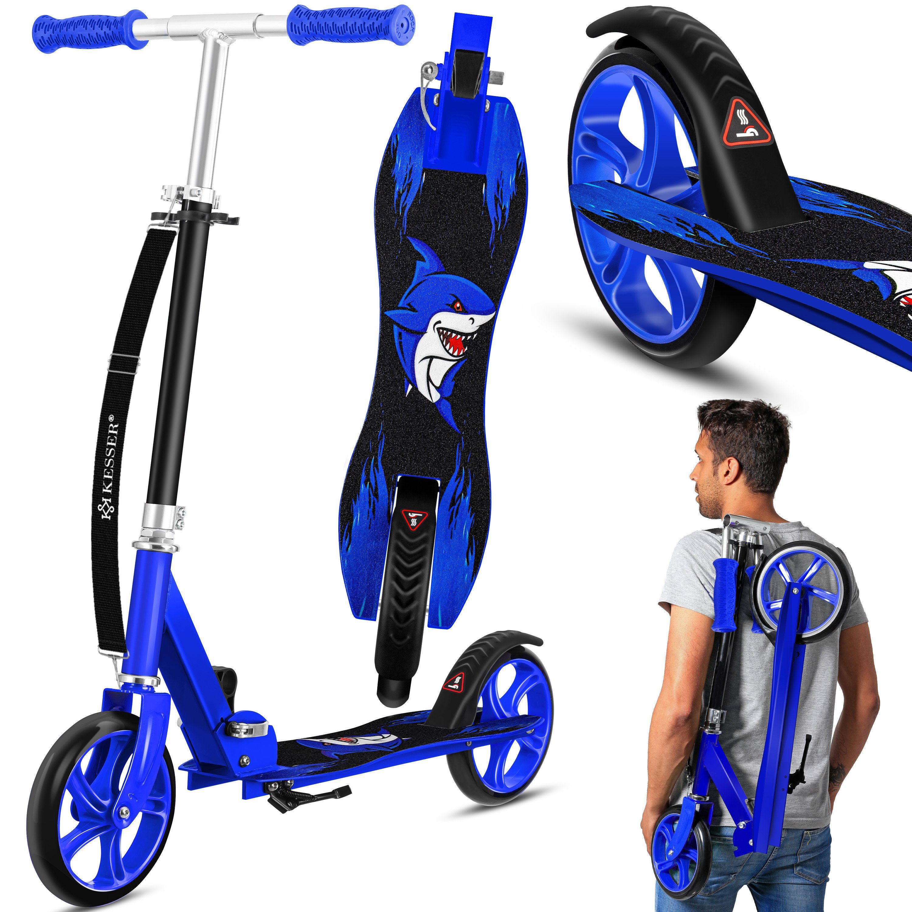 Kinderroller Freestyle Umhängegurt Scooter Cityroller Blau Funscooter Trageband 