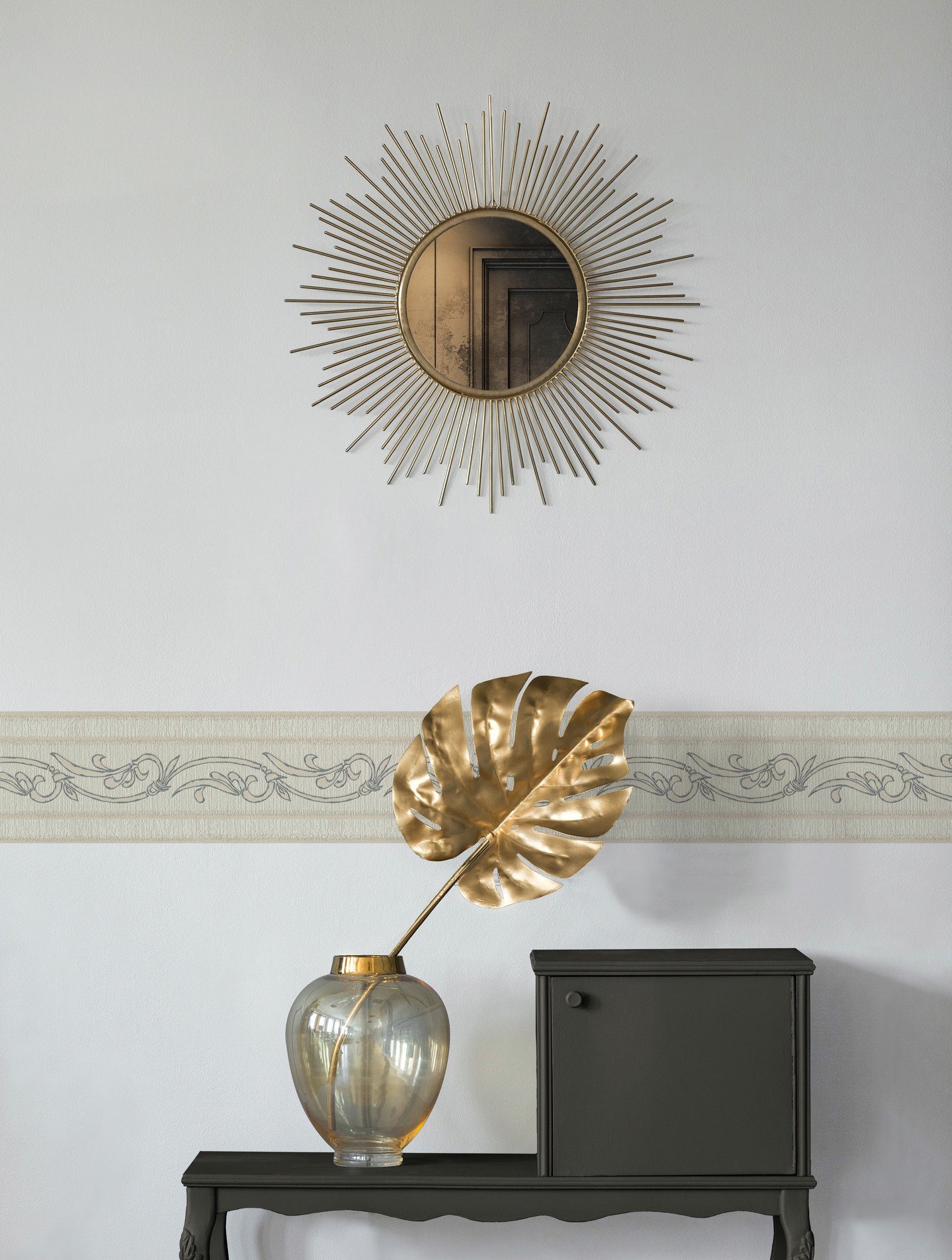 A.S. Création Bordüre Only Borders, strukturiert, Barock, gemustert, ornamental, Tapete Bordüre Natur floral selbstklebend Borte modern Design Optik