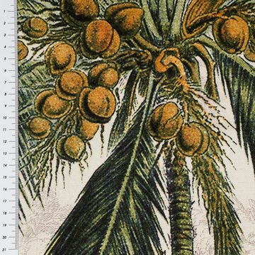 SCHÖNER LEBEN. Stoff Dekostoff Baumwolle Garden of Eden Panel Palmen Vögel 1Stk 140x140cm, Digitaldruck