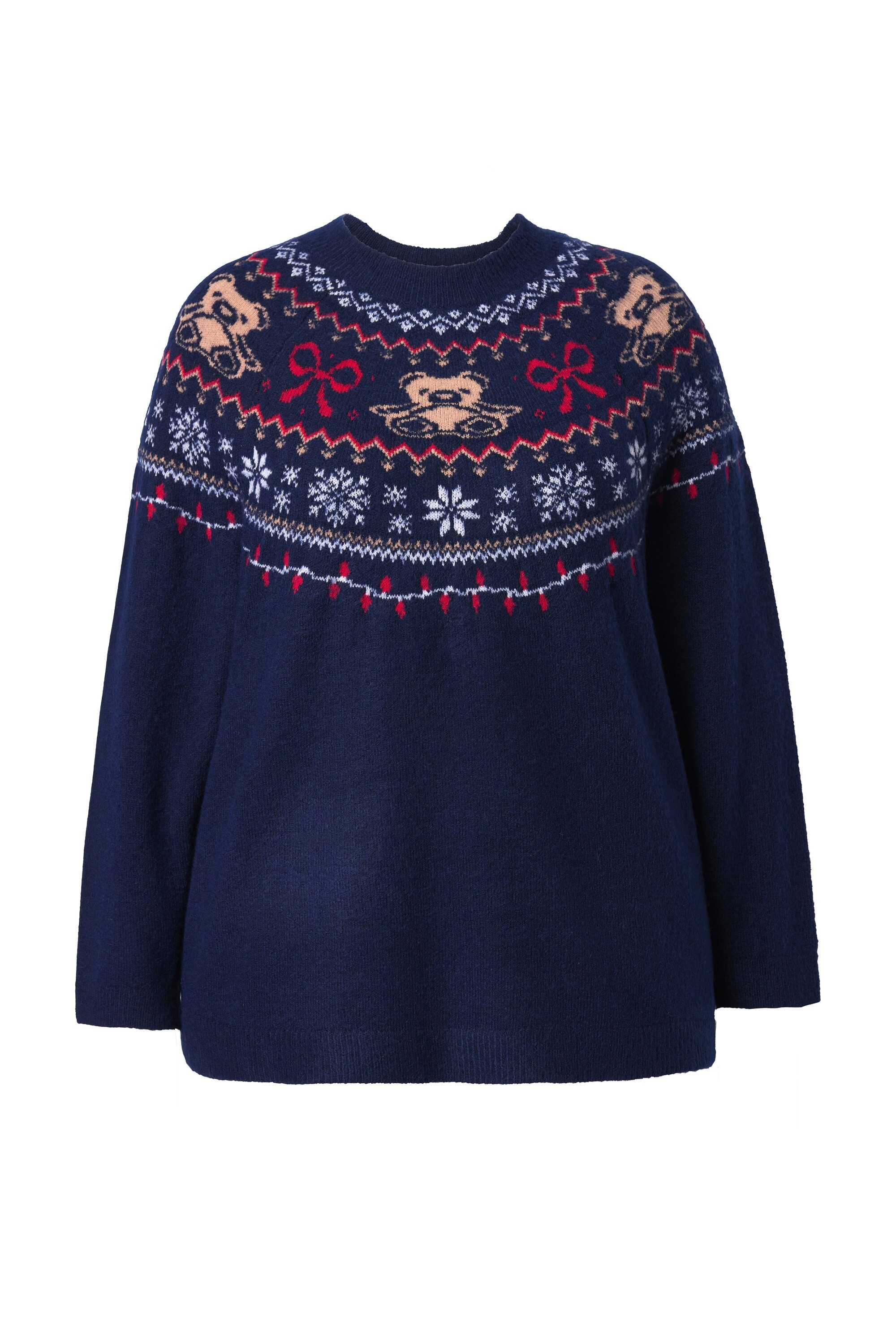 Ulla Popken Strickpullover Weihnachtspullover Norweger Stehkragen Langarm günstig online kaufen