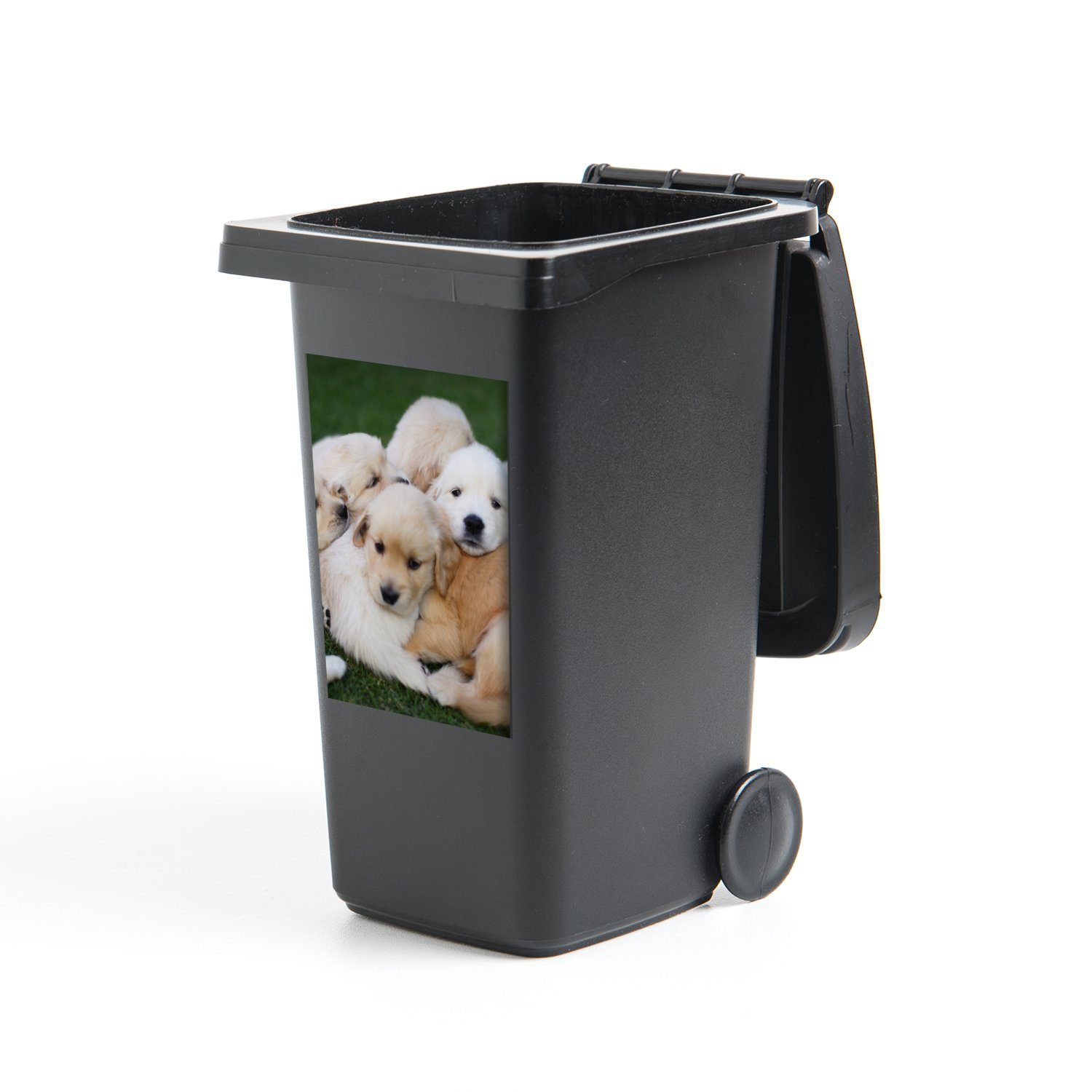 MuchoWow Wandsticker Tiere - Welpen - Hunde (1 St), Mülleimer-aufkleber, Mülltonne, Sticker, Container, Abfalbehälter