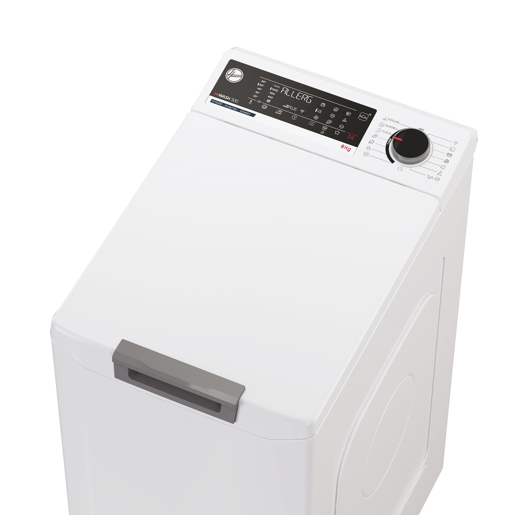 Hoover Waschmaschine Toplader THOS486TM4-S, 8 kg, 1400 U/min, Nachlegefunktion, Startzeitvorwahl, Wi-Fi & Bluetooth, Gentle Touch