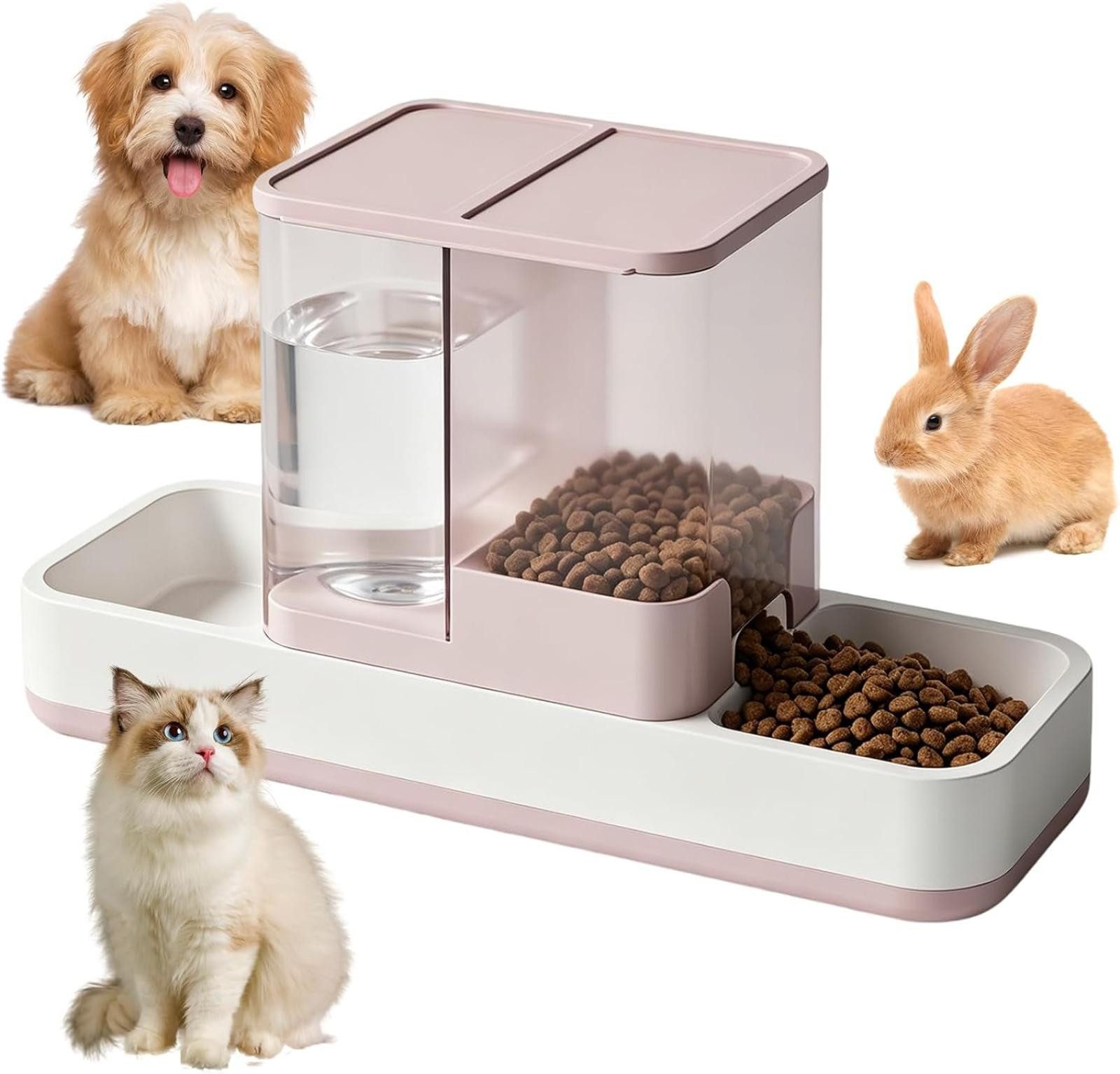 FELIXLEO Katzen-Futterspender 2-in-1 Automatischer Futter- eind Wasserspausausr für Katzaus eind