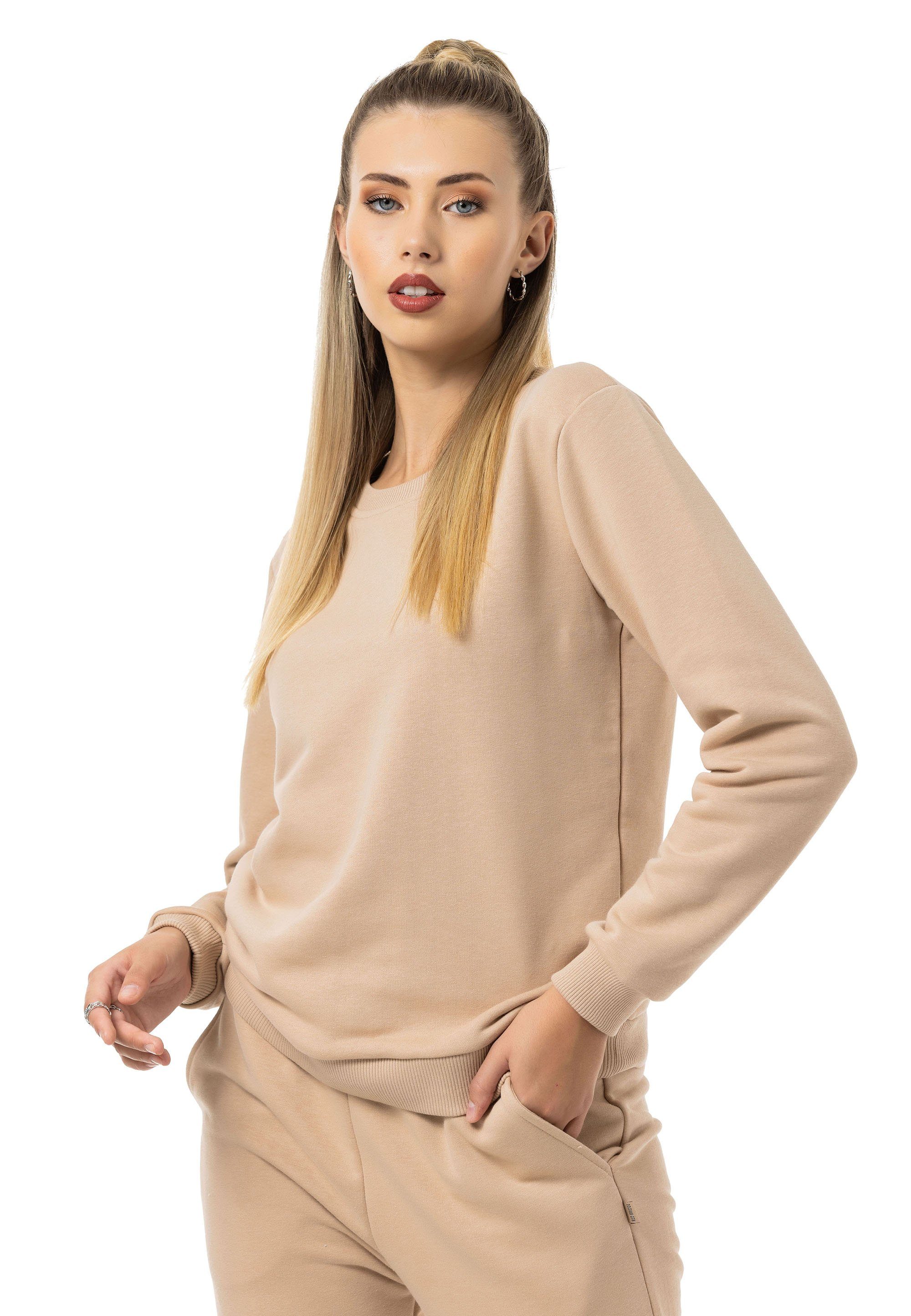 Sweatshirt RedBridge Rundhals Pullover Qualität Beige Premium