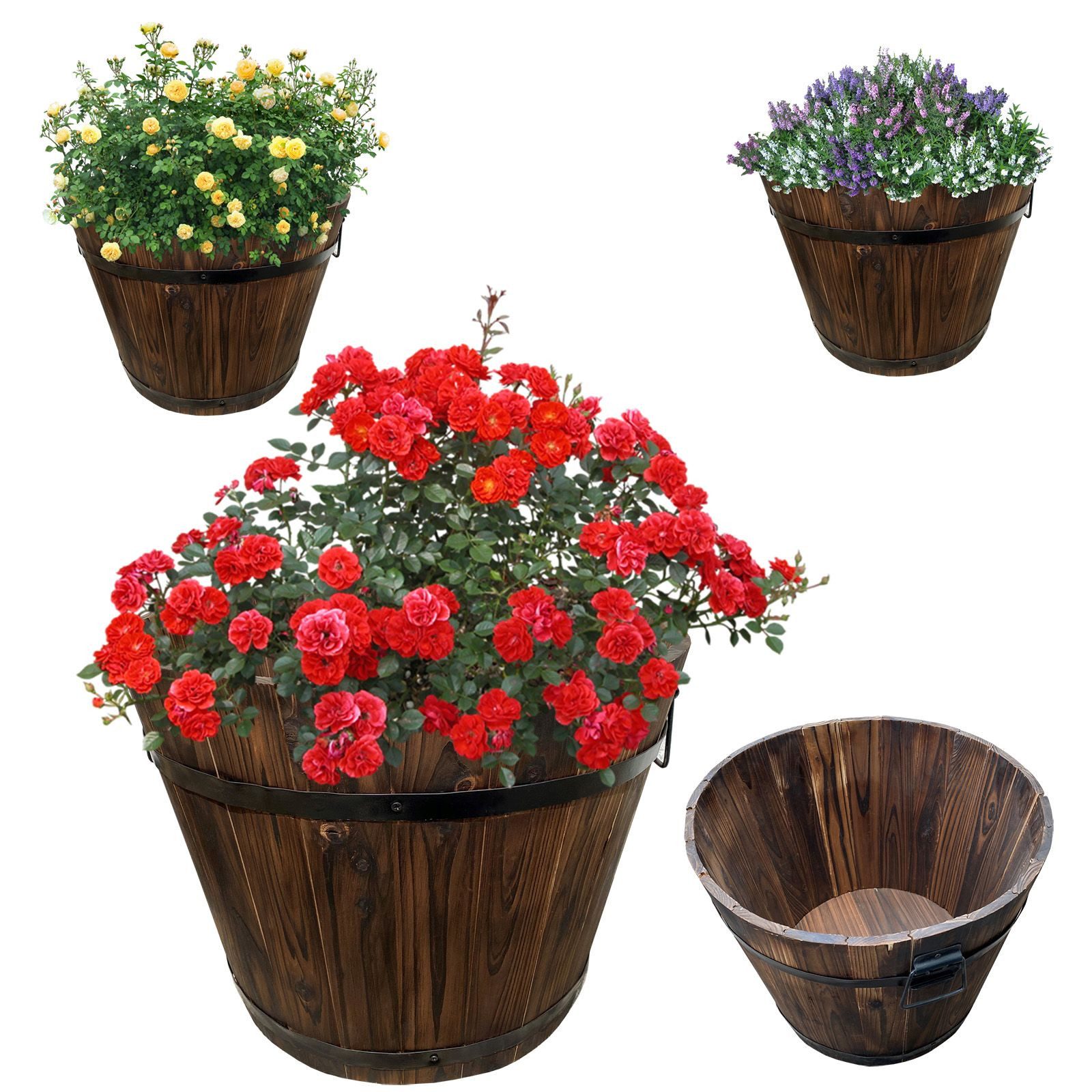 BURI Pflanzkübel Holz Pflanzkübel Pflanzkasten Kräuterbeet Blumentopf 25cm Größe S