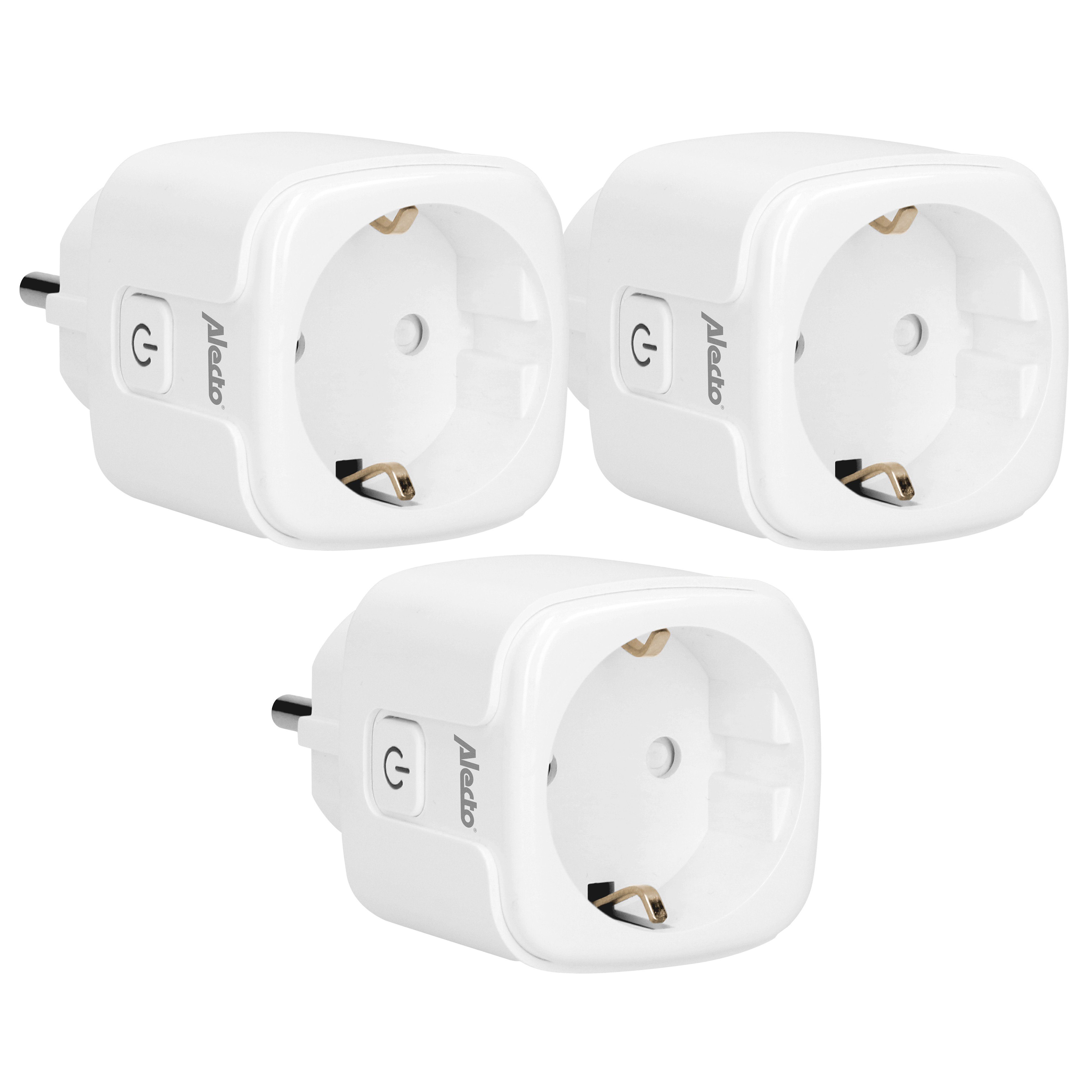 Alecto WLAN-Steckdose SMART-PLUG20 TRIPLE, 3-St., 3er Set smarte WiFi-Energiekostenmessgerät inkl. Stromzähler