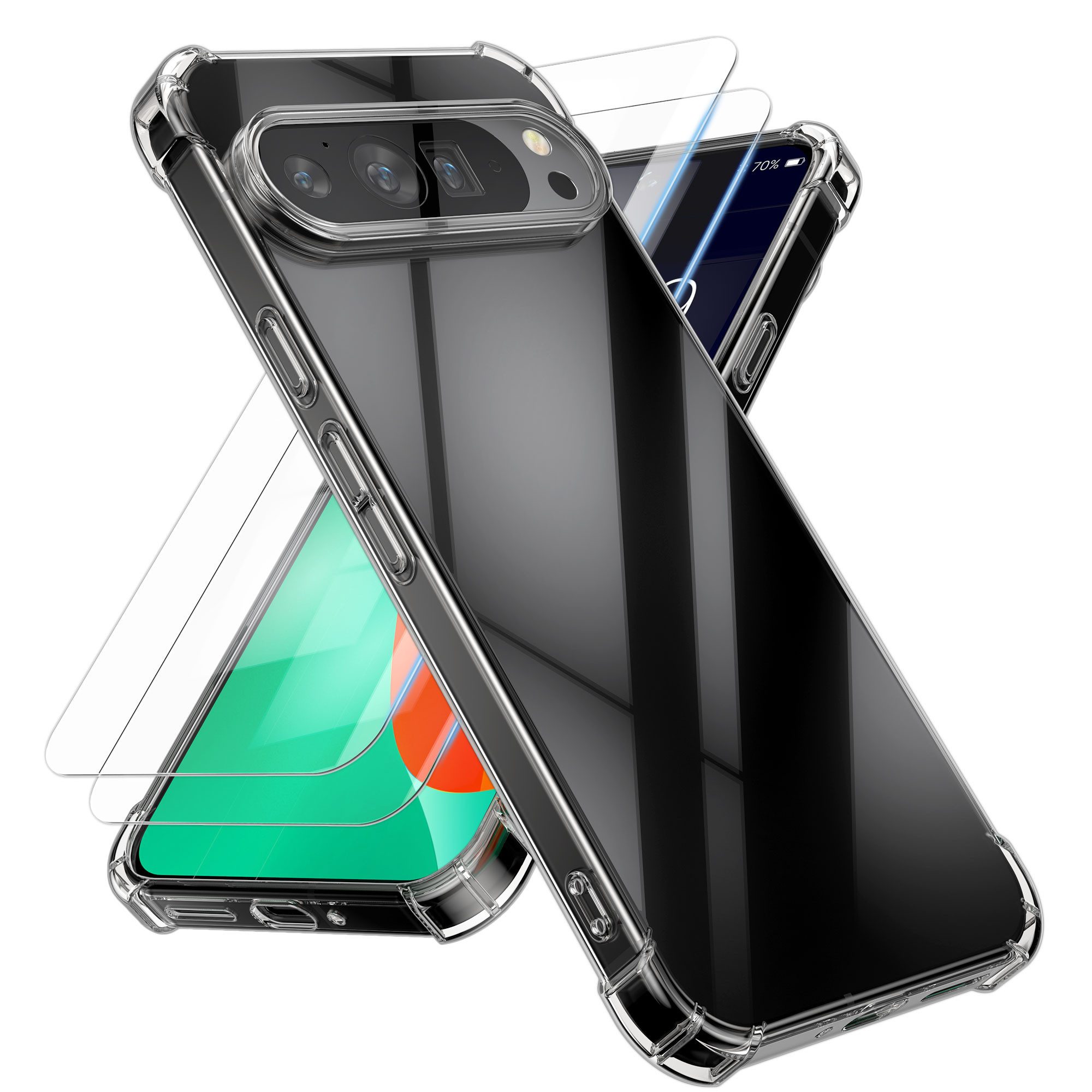 kalibri Handyhülle Hülle für Google Pixel 10 Pro XL Case, Handyhülle mit 2x Glas Schutz Folie - Cover Handyhülle