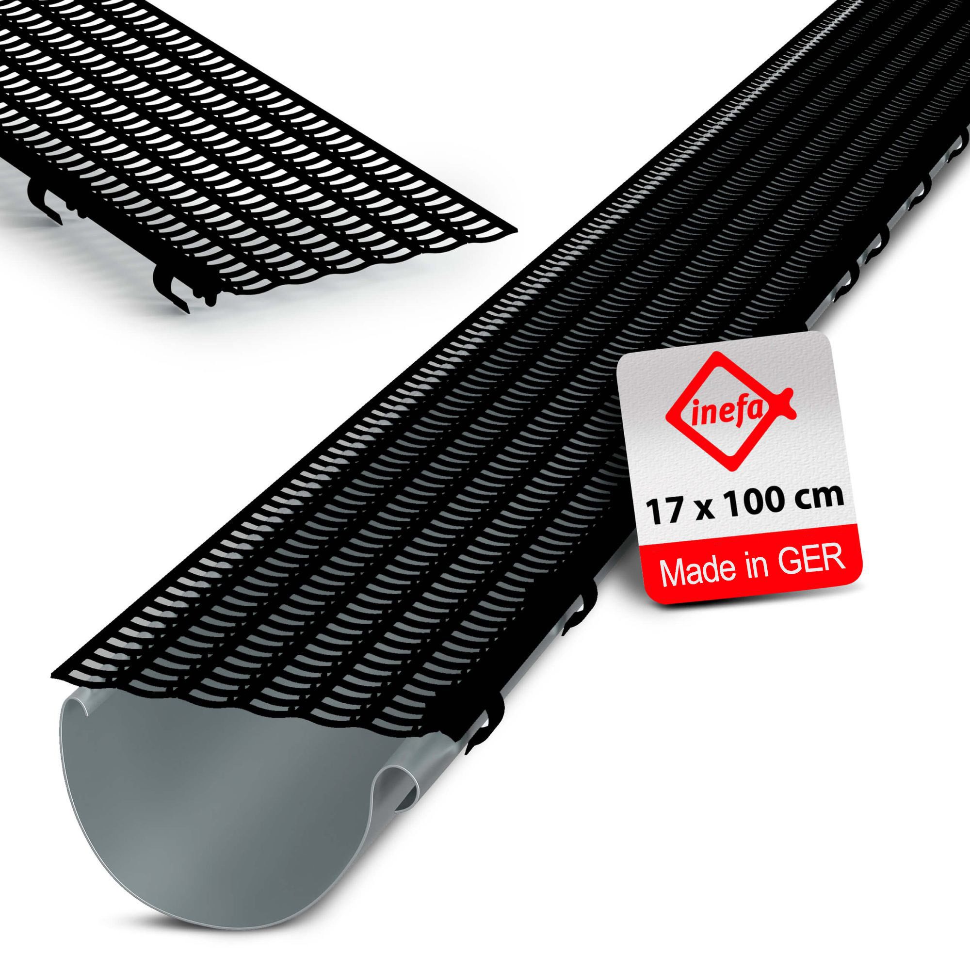 INEFA Dachrinne Laubfangstreifen Dachrinnen Laubschutz NW 100-150 (100-160mm), 100cm. 1 Stk., Dachrinnenschutz, Dachrinnenabdeckung Made in Germany
