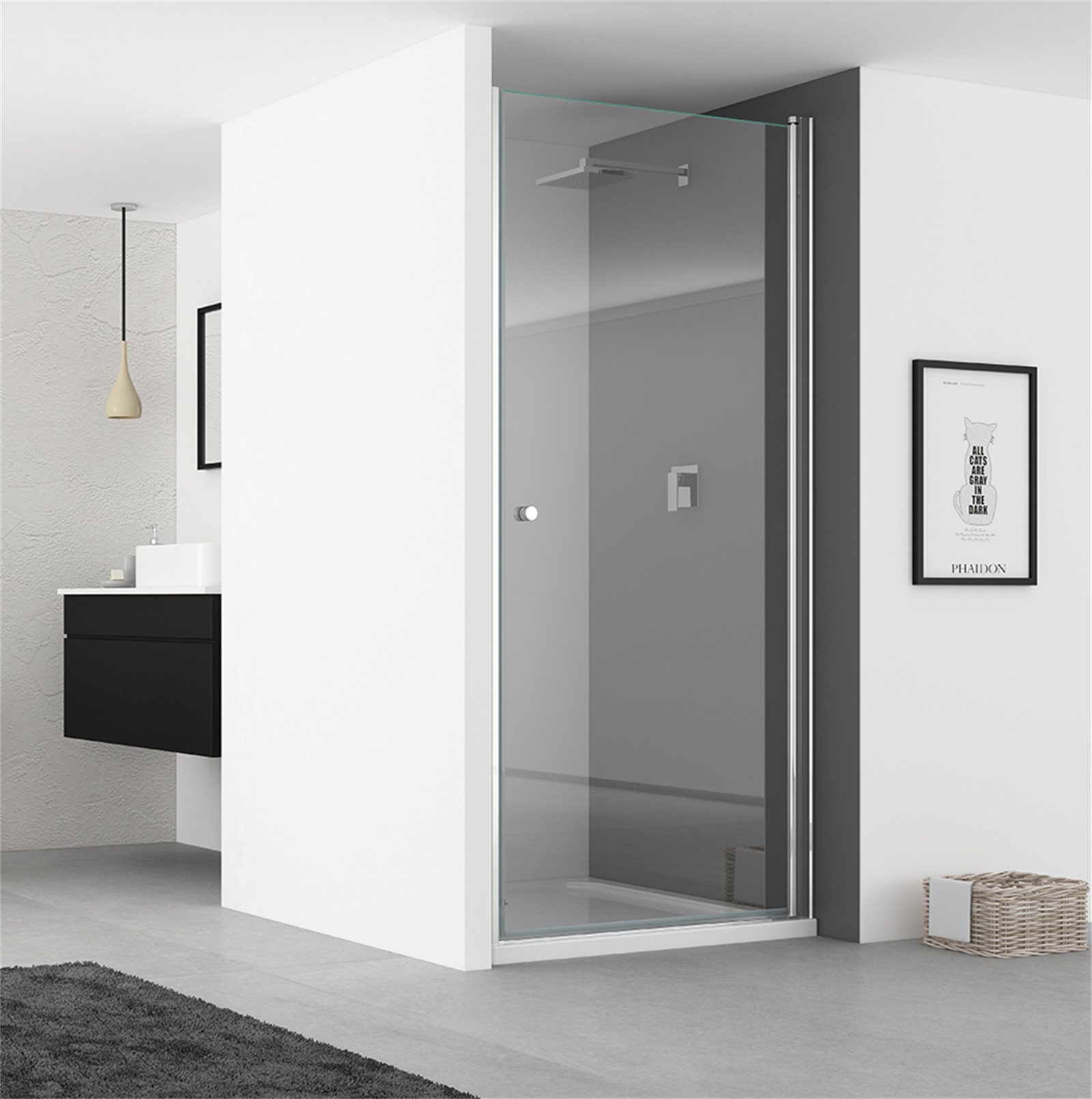 IMPTS Dusch-Drehtür Duschtür für Nischen, Pendeltür Dusche, 70x185 cm, Sicherheitsglas, (Set, 1-St., Set-Info mit hochwertigen Aluminiumprofilen in Chrome) Klarglas,mit 20mm Verstellbereich,links und rechts montierbar