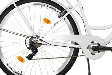 MILORD BIKES Cityrad Milord City Fahrrad Korb Damenfahrrad, 28/26 Zoll, Weiß, 7-Gang, 7 Gang, Kettenschaltung