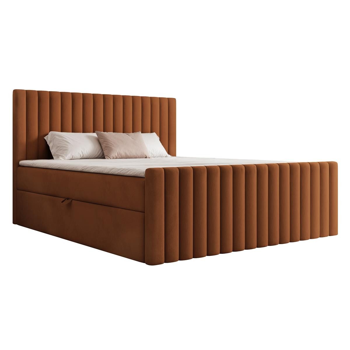 Compleo Boxspringbett elegant und modern MIAMI II, Bonell-Matratze, mit zwei Bettkästen, TOPSELLER