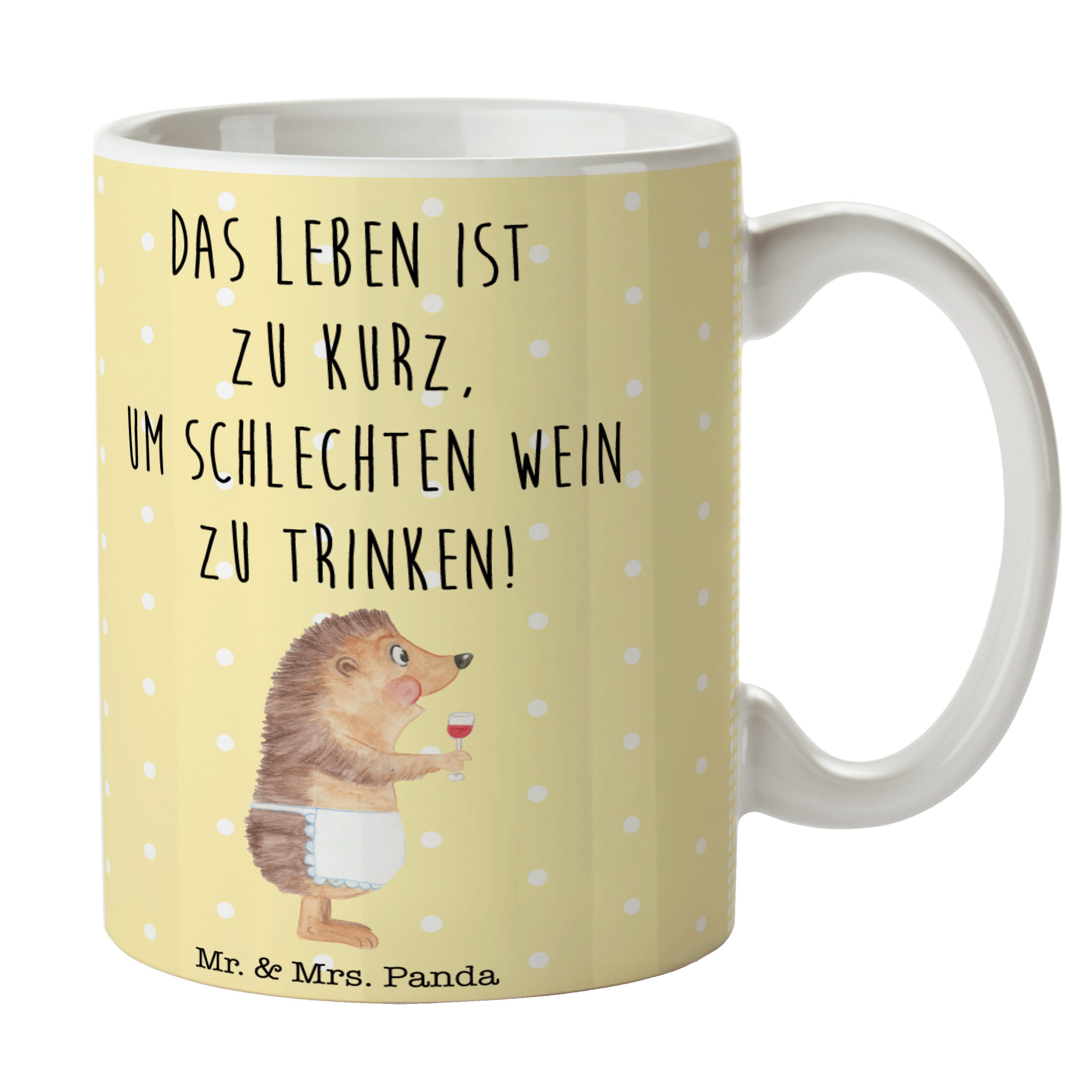 Tasse - & Mr. Tiere, - Geschenk, Panda Mrs. Wein Gute Laune, Igel Pastell Keramikta, mit Gelb Keramik