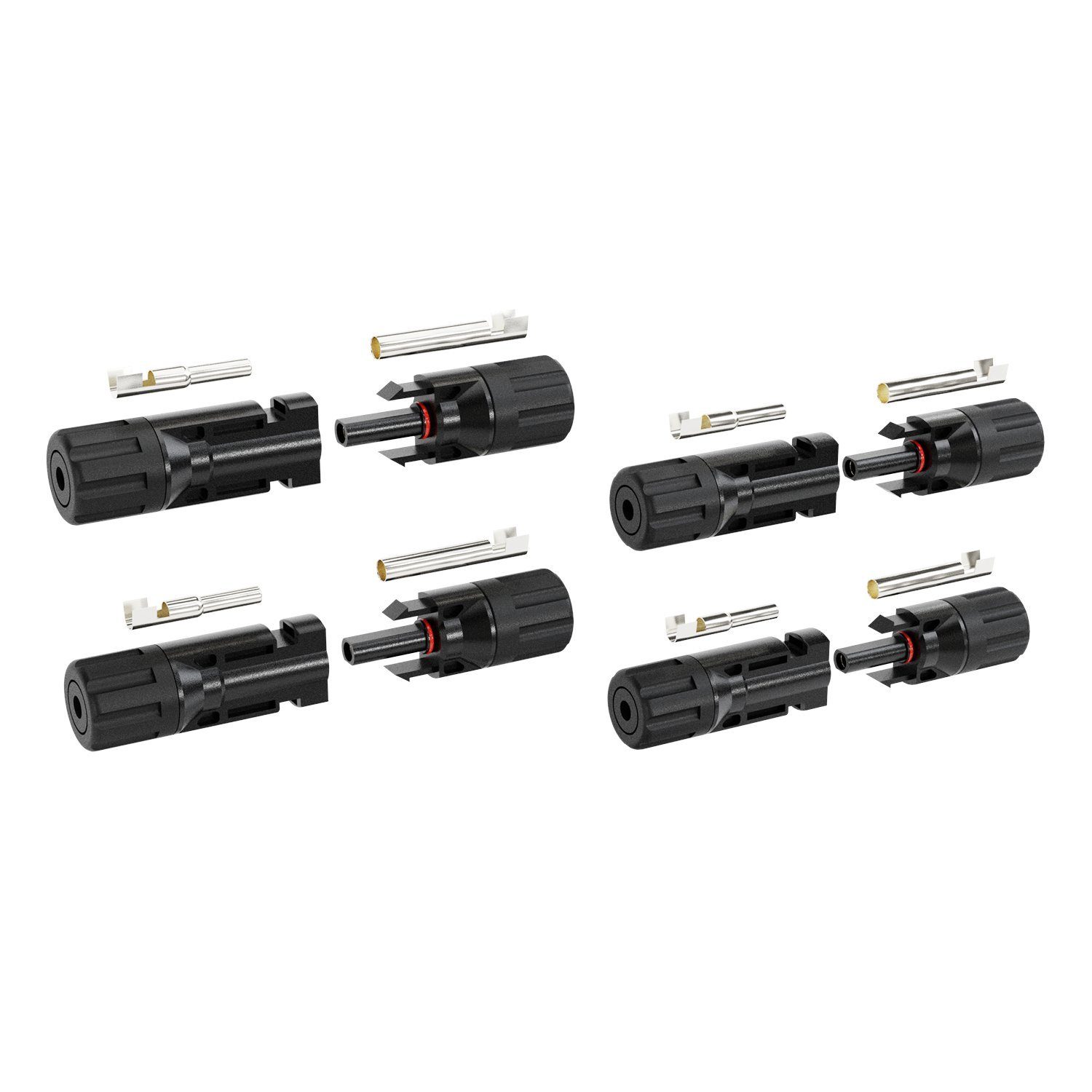 ABSINA 4x Stecker & Buchse + 2x Montageschlüssel, Solarstecker Solarkabel