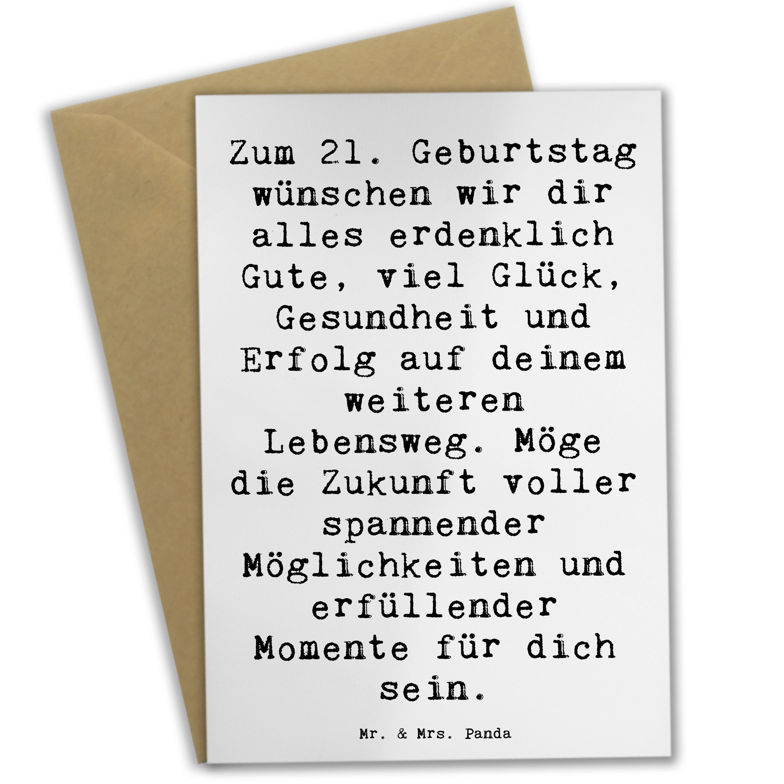 Grußkarte Spruch 21. Geburtstag - Weiß - Geschenk, Chancen, Alles gut zum Gebur