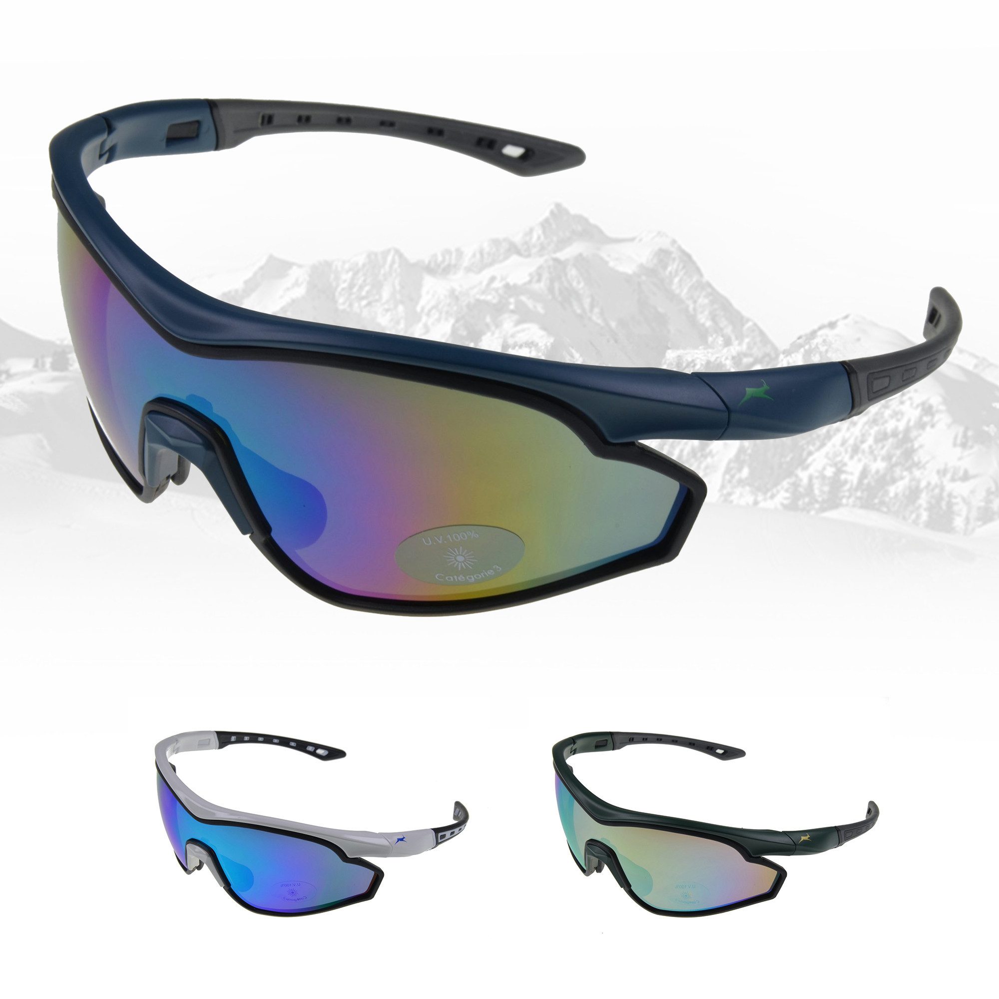 Sportbrille UV400 Sonnenbrille Skibrille Fahrradbrille TR90 Damen Herren