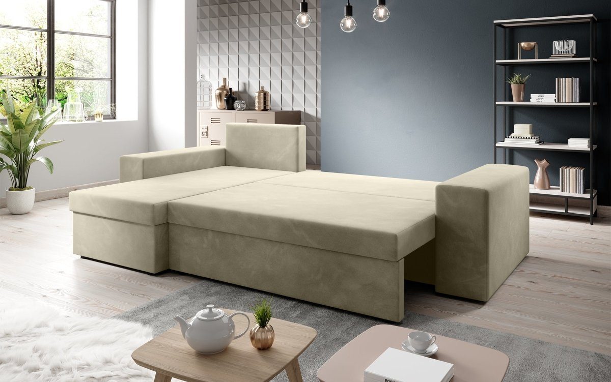 Luxusbetten24 Schlafsofa Designer Sofa Denver, mit Stauraum und Schlaffunktion