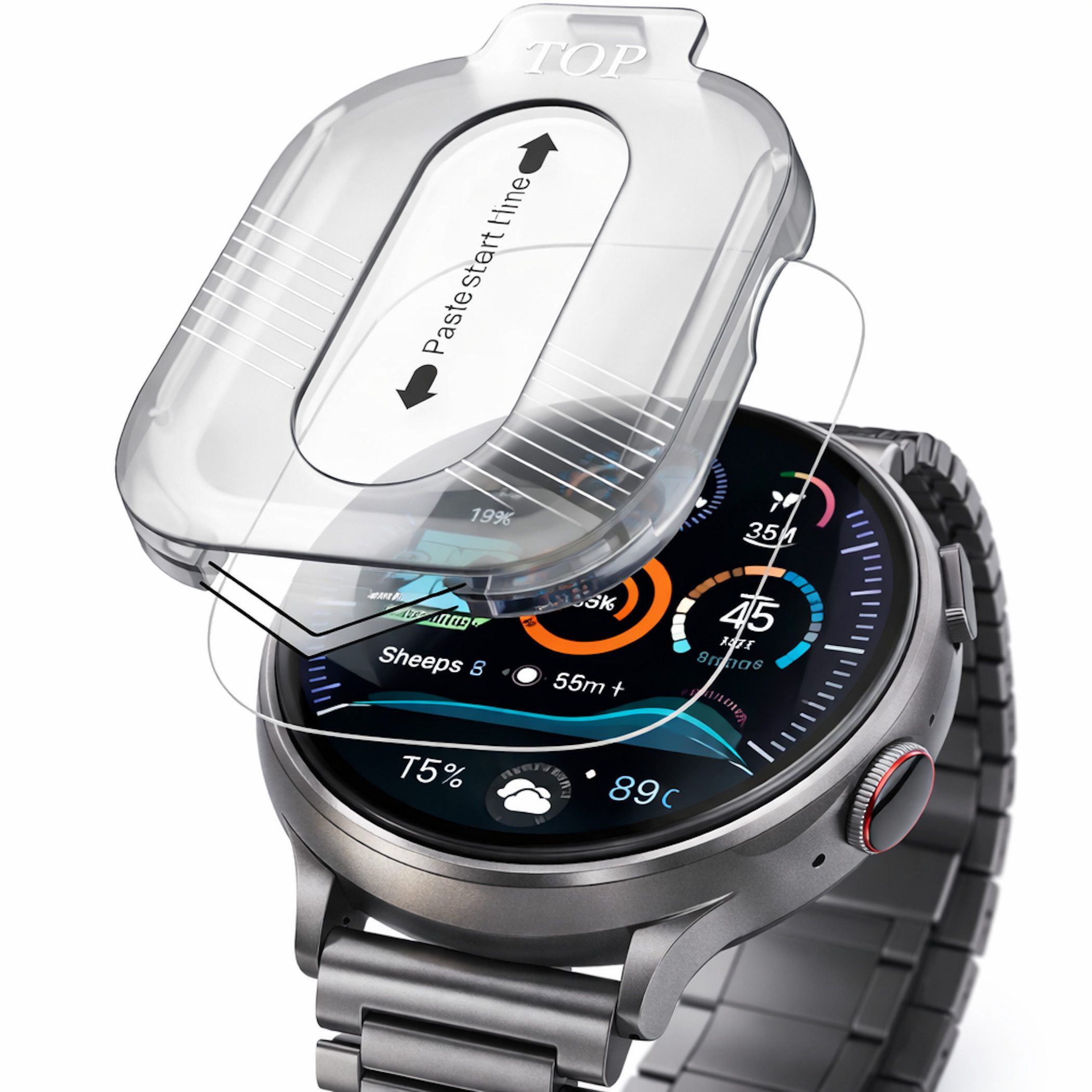 Wigento Displayschutzglas mit Anbringhilfe für Samsung Galaxy Watch Ultra / Ultra 2025 9H Klar für Samsung Galaxy Watch Ultra / Ultra 2025, 9H Schutzglas, Full Screen, Anti Fingerabdruck
