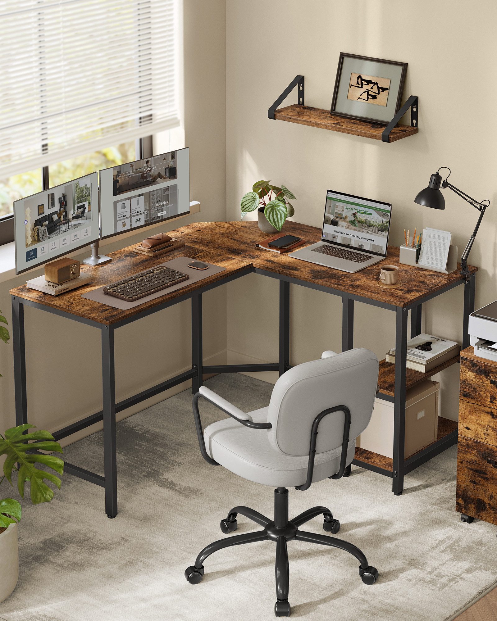 VASAGLE Schreibtisch Computertisch, 130/138 cm, L-förm Eckschreibtisch mit günstig online kaufen