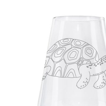 Mr. & Mrs. Panda Weißweinglas Schildkröte Marschieren - Transparent - Geschenk, Weinglas, Lieblings, Premium Glas, Liebevoll gestaltet