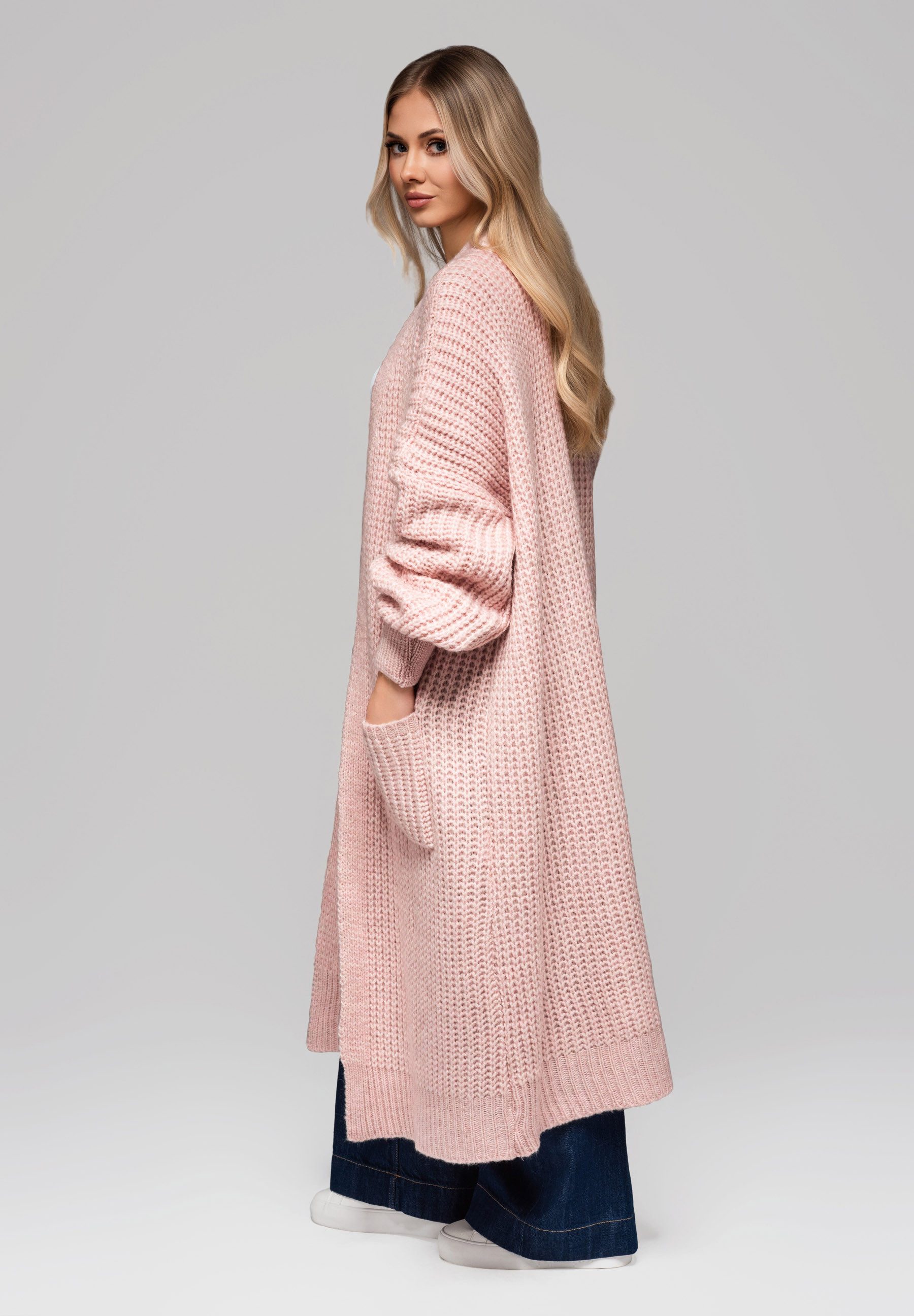 OMBRE Strickpullover Langer Strick-Cardigan