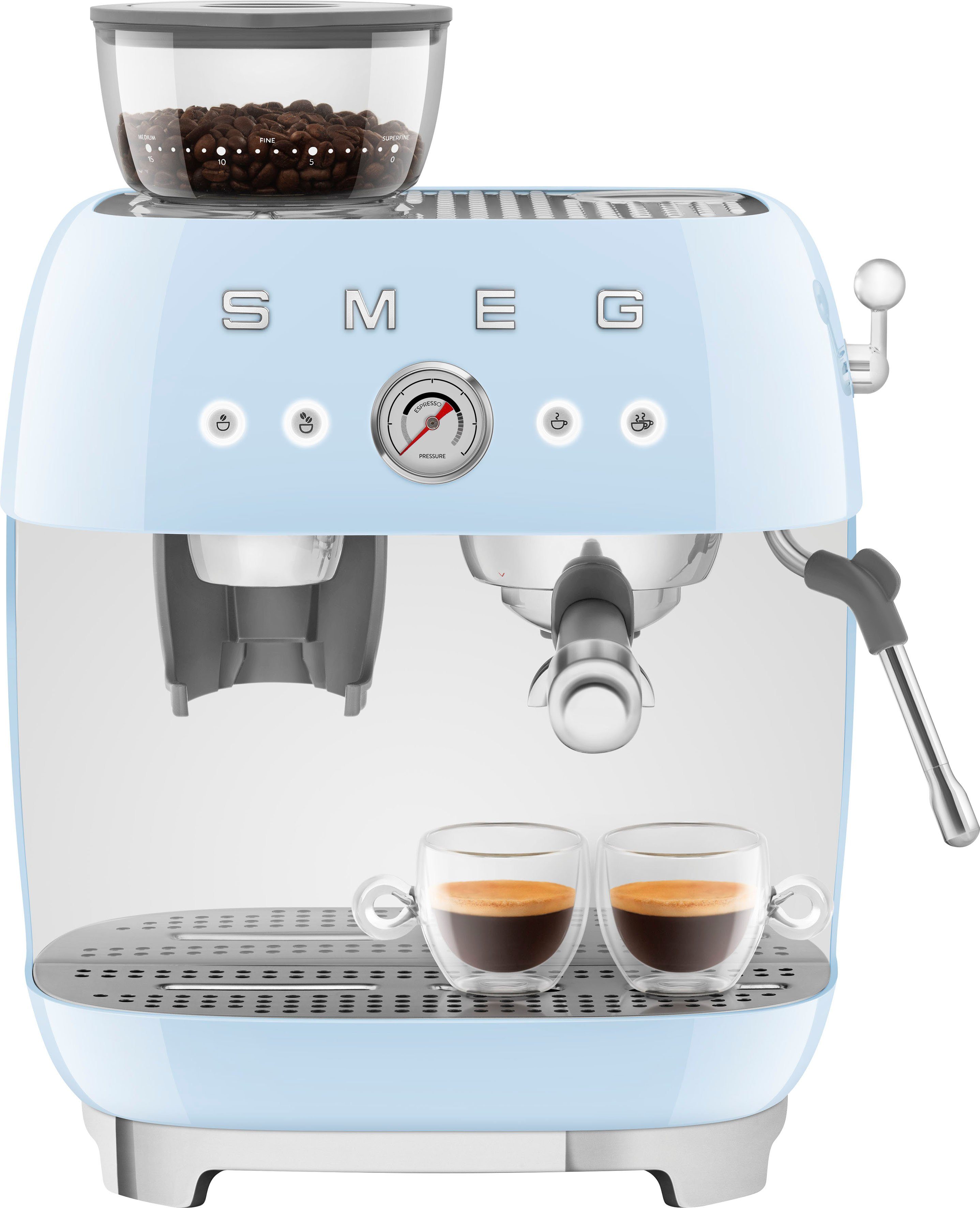 Smeg Espressomaschine EGF03PBEU, integrierter mit Kaffeemühle