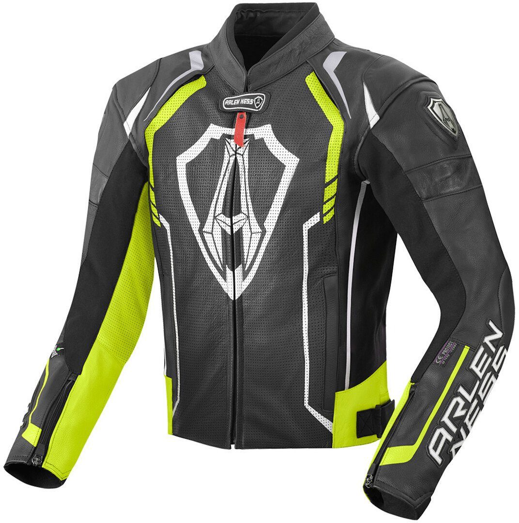 Arlen Ness Motorradjacke Track Motorrad Lederjacke Black/Yellow