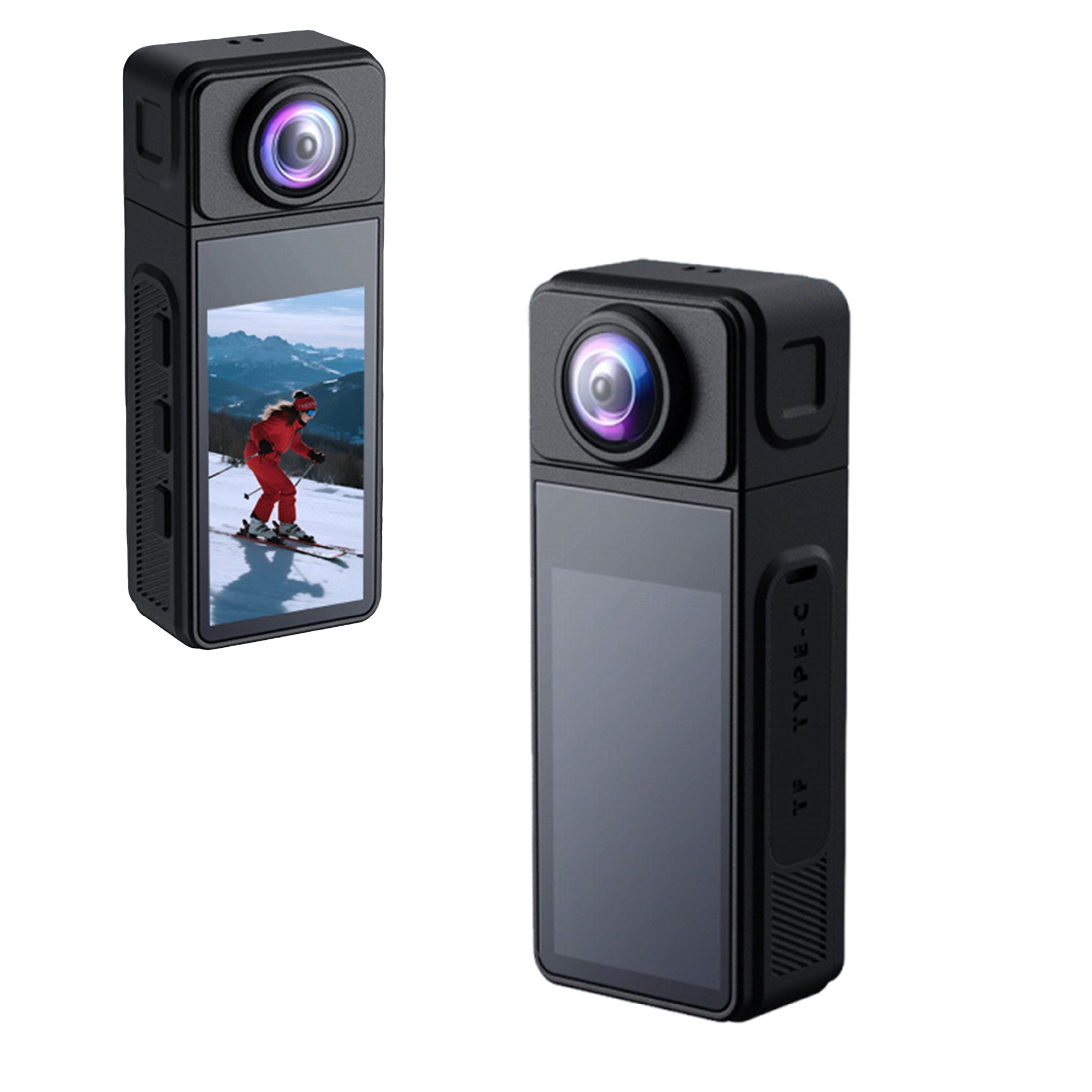 KINSI Mini Action Kamera 2K, Magnetisch, 270° drehbares Objektiv Action Cam (Bildstabilisator, WiFi, 6h Akkulaufzeit, für Radfahren Laufen Vlog)