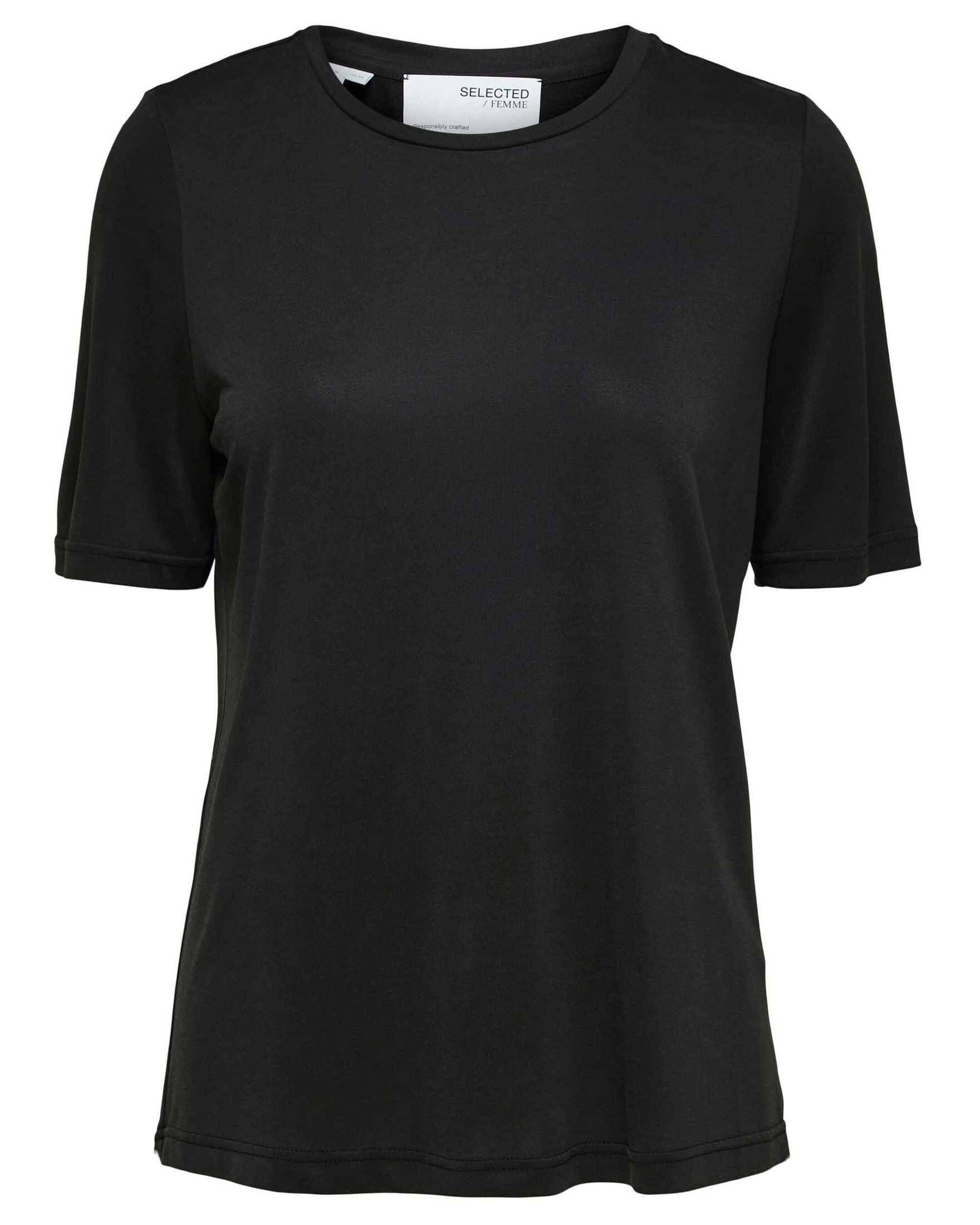 SELECTED FEMME T-Shirt SLFSTELLA T-Shirt TEE (1-tlg) Damen SS schwarz NOOS B (15)