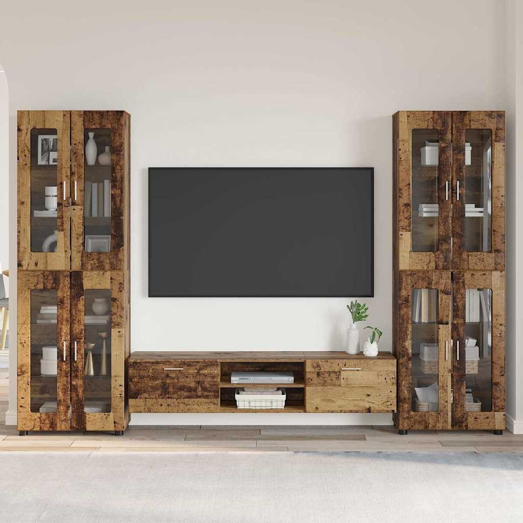 vidaXL Wohnzimmer-Set TV-Schrankset mit Schubladen FLORIN 3 pcs Altholz Holzwerkstoff, (3-St)