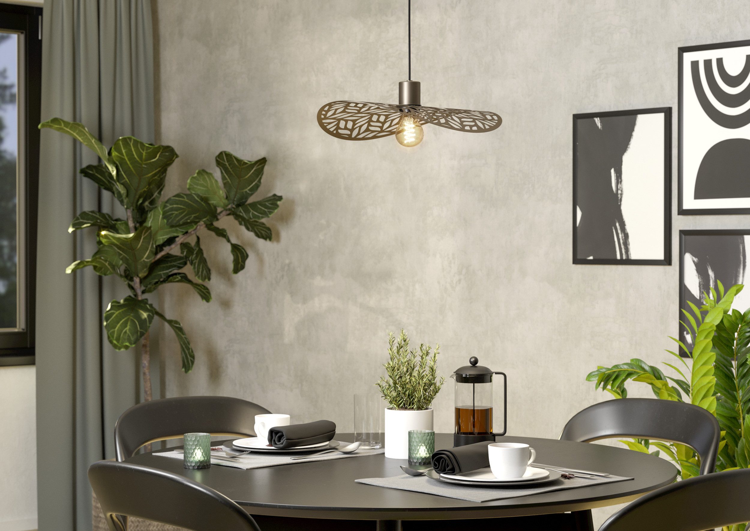 EGLO Hängeleuchte SWABY Pendellampe - Stahl - E27 - 1X60W - IP20, ohne Leuchtmittel, Hängelampe, Deckenlampe, Wohnzimmer, Esszimmer, H110 x Ø40 cm