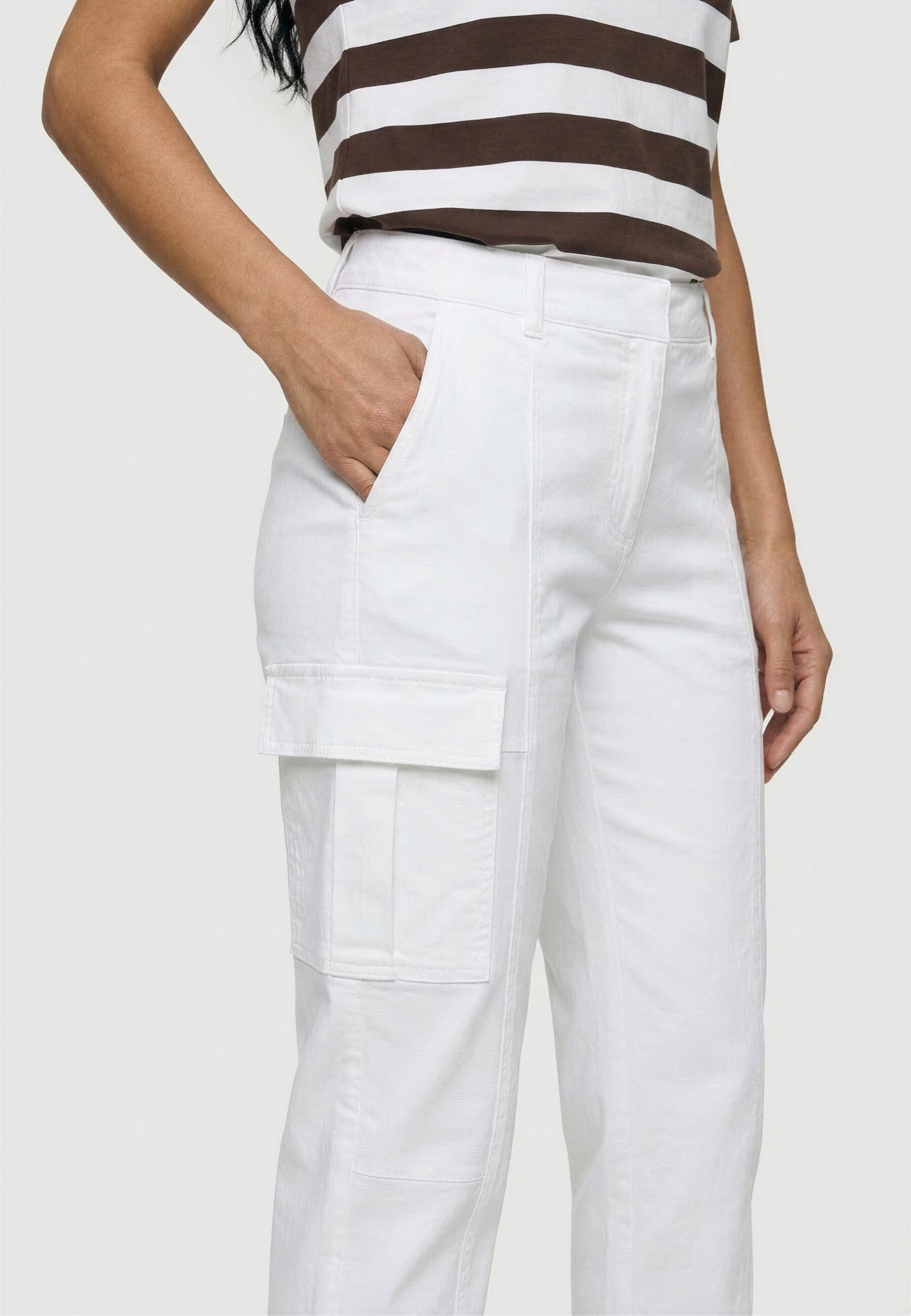 Olsen Stoffhose Hose im Cropped-Style mit Utility-Details