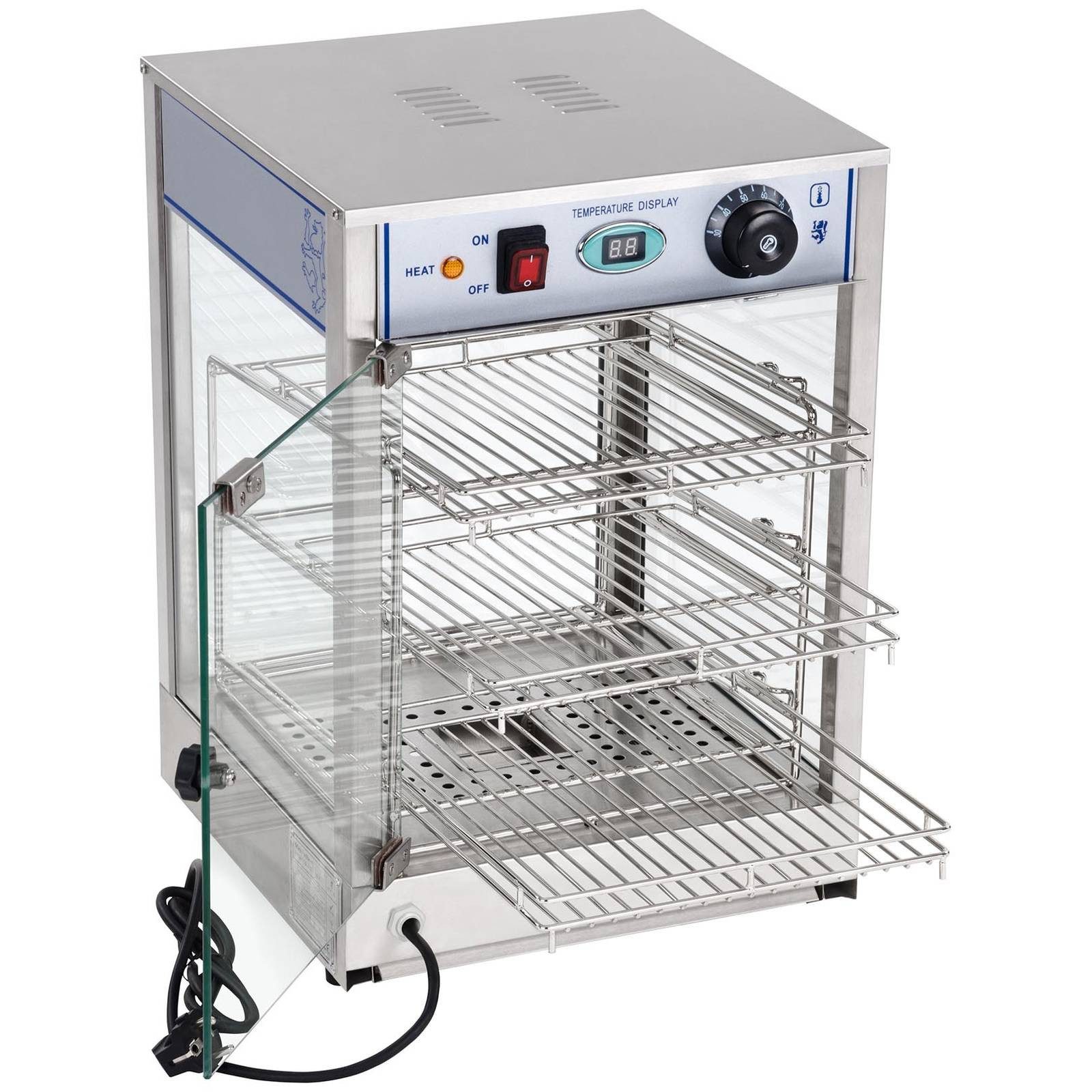 Royal Catering Speisenwärmer Aufsatzvitrine 35 cm Heiße Theke Warmhaltetheke 85°C 3 Etagen Gastro