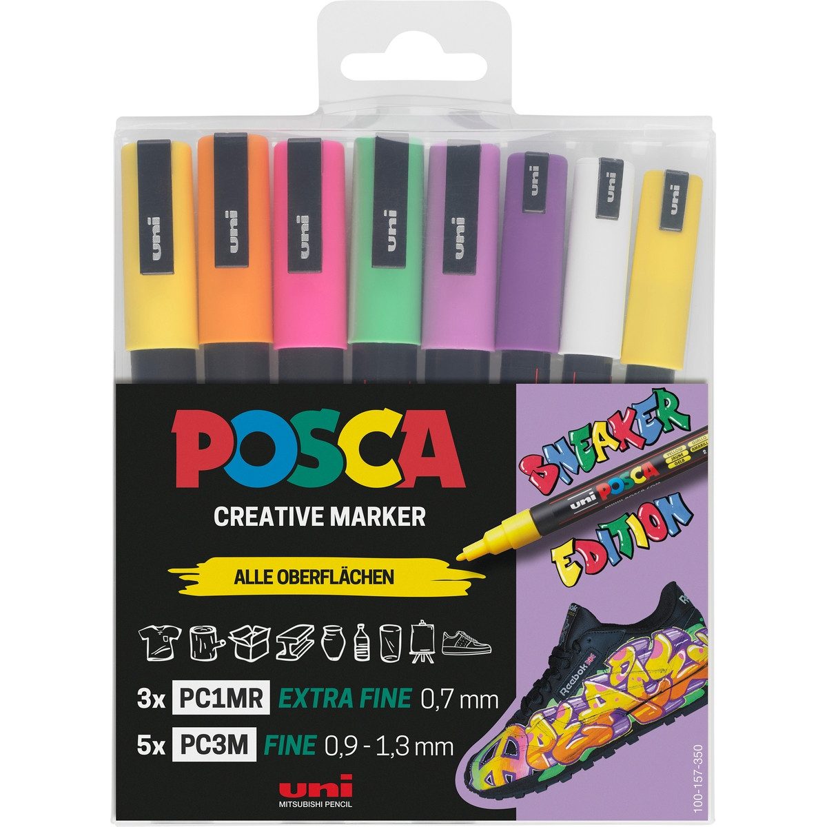 Faber-Castell Marker uni POSCA Marker Sneaker schwarz 8 Stück Kunststoffetui