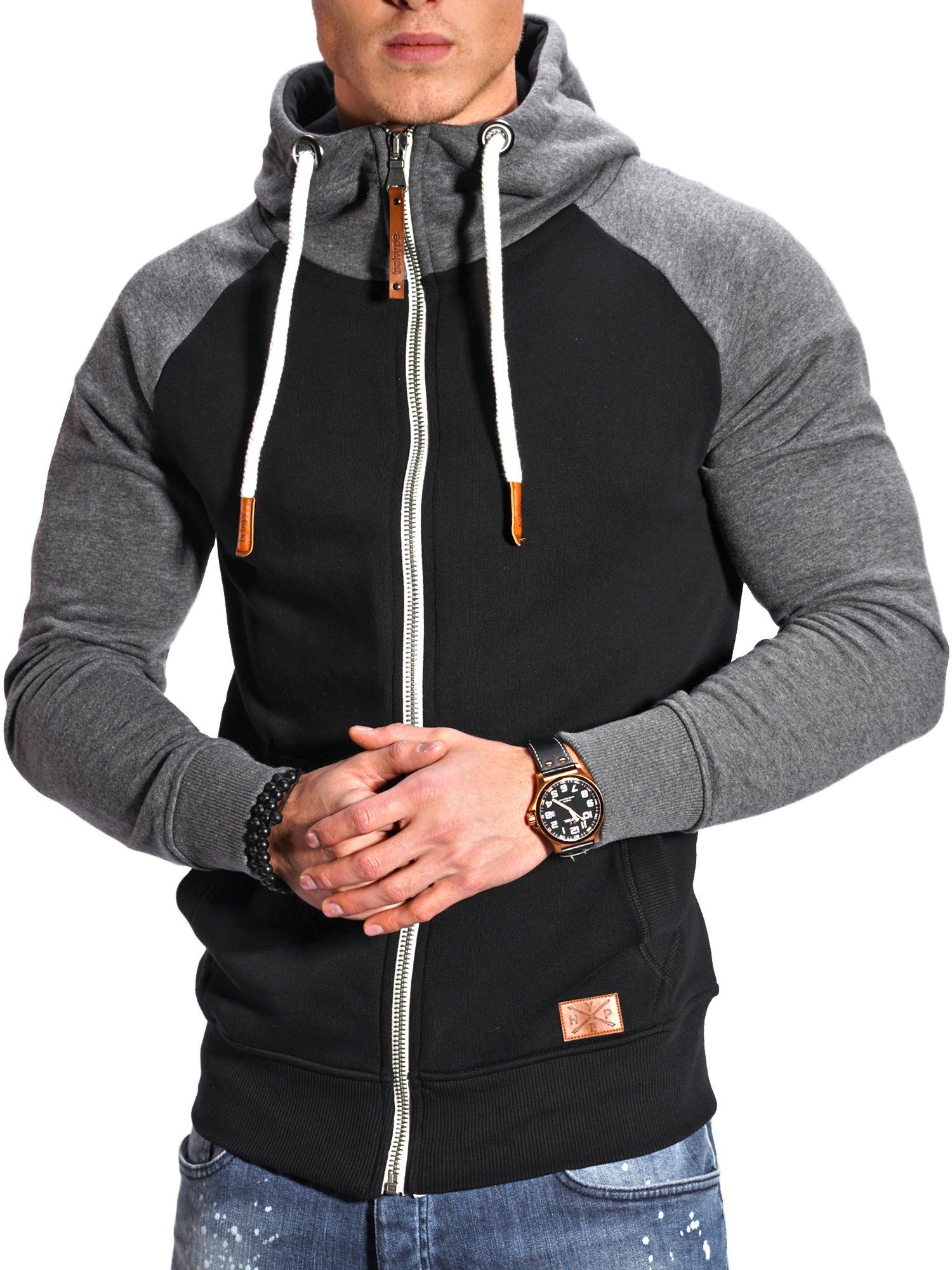 behype Sweatjacke RAGLAN mit Raglan-Ärmeln schwarz