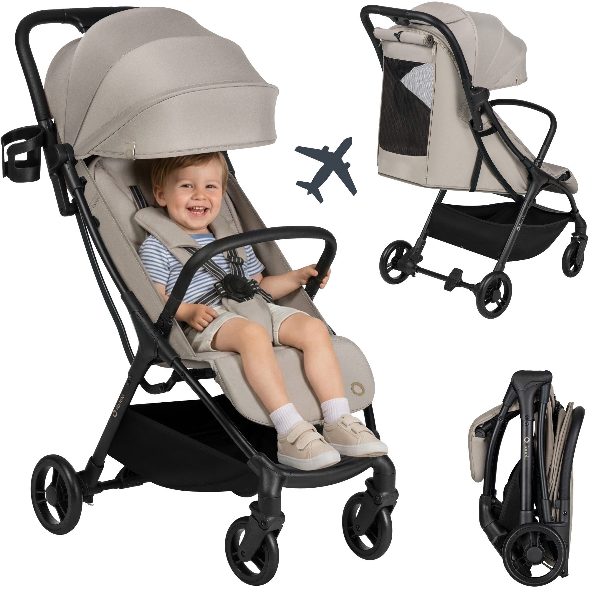 lionelo Kinder-Buggy AGIA, (Set), Auto-Fold/Nur 7,3 kg/82 cm Liegefläche/Freistehend