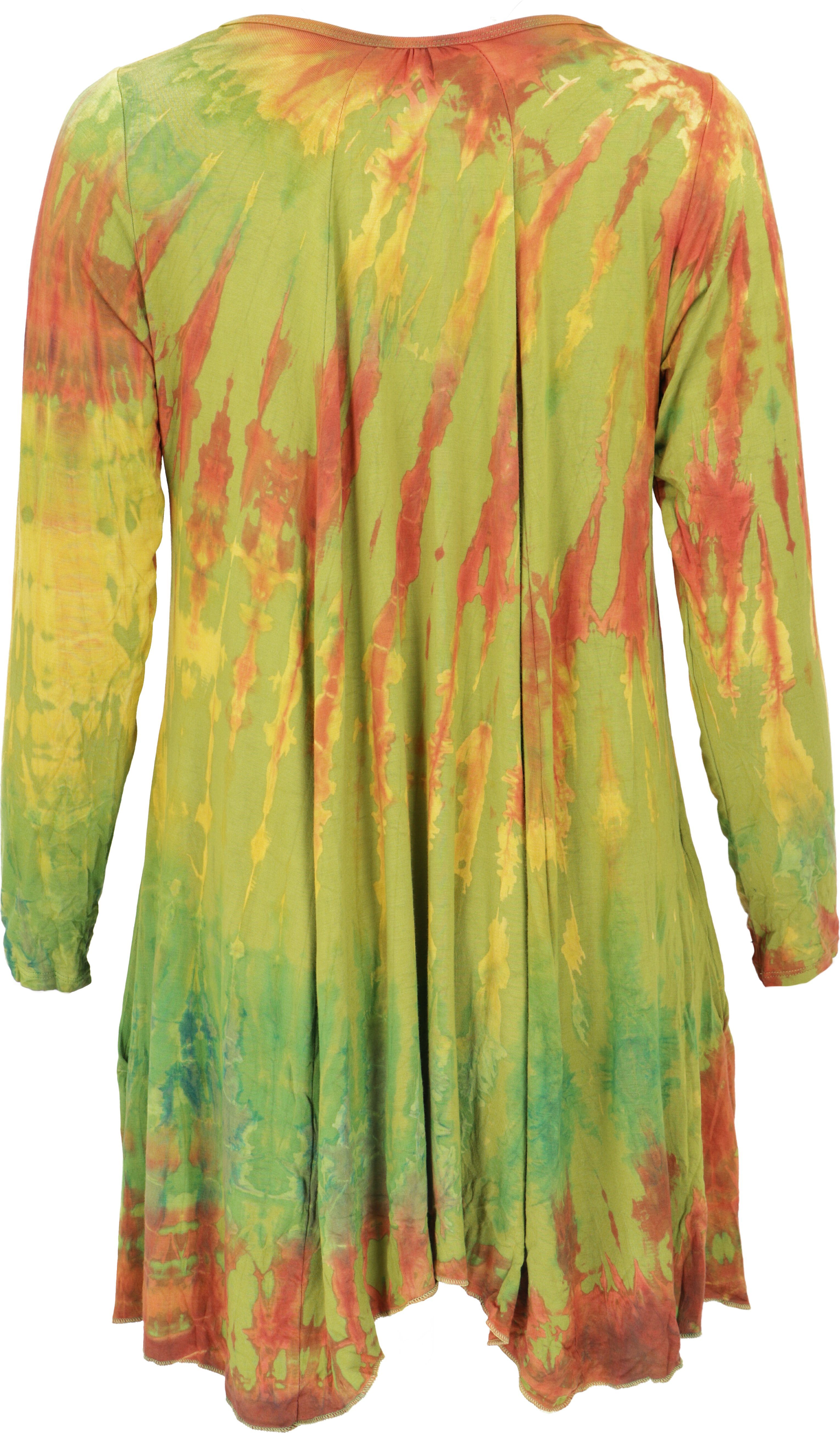 Guru-Shop Longbluse Batik langarm Tunika, Hippie chic - lemon alternative B günstig online kaufen