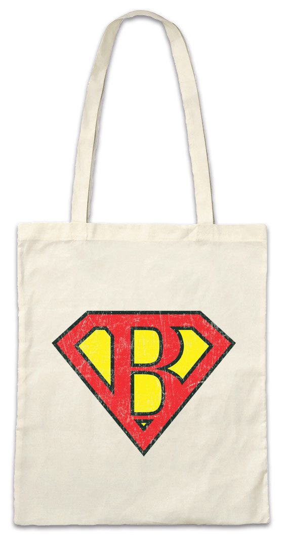 Beuteltasche Super B Stofftasche Buchstabe Initialen Vorname Nachname Man Fasching