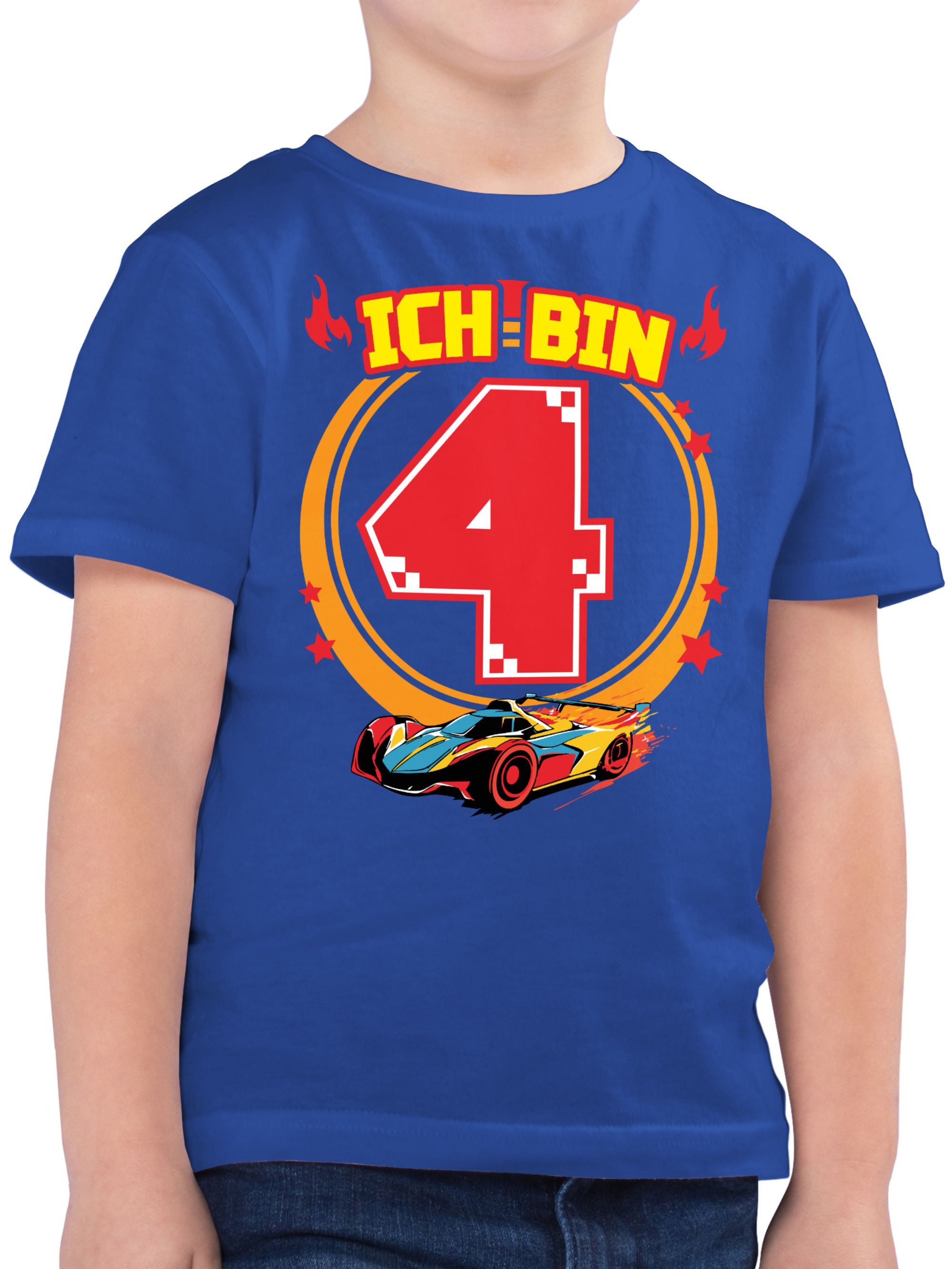 Shirtracer T-Shirt Ich bin 4 - Rennauto (1-tlg) 4. Geburtstag