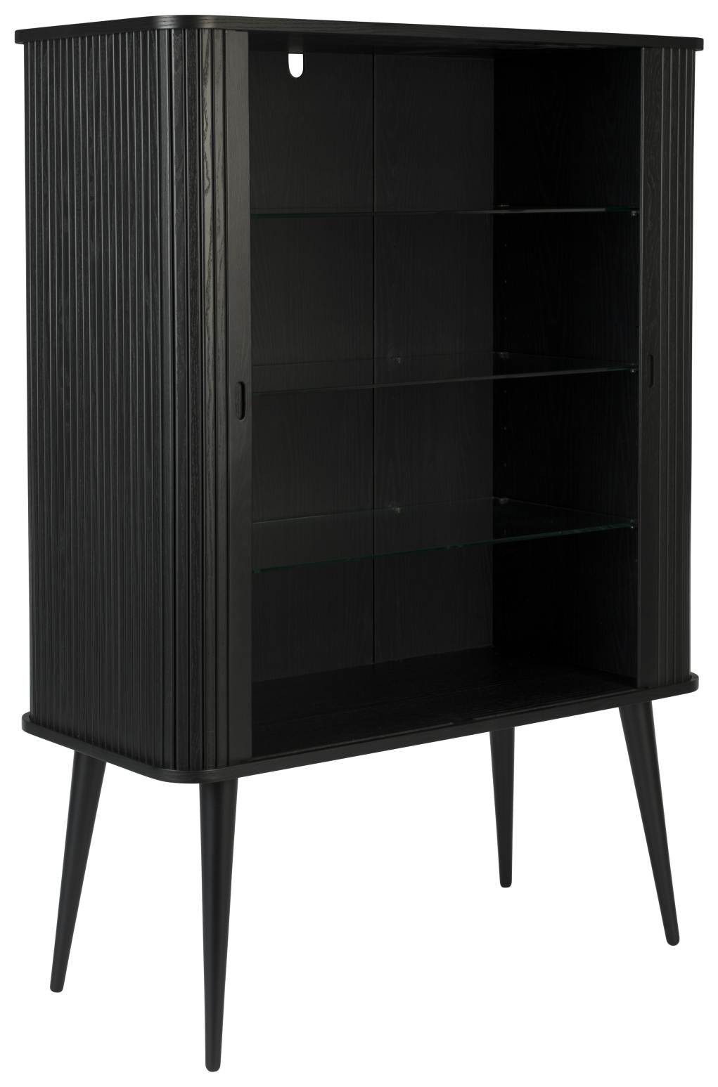 Zuiver Kommode Schrank Kommode BARBIER Schwarz von ZUIVER mit Rollo Schiebetüren